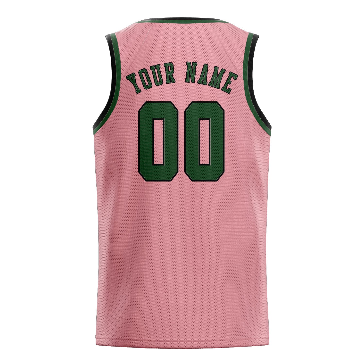 Custom Light Pink Dark Green Basketball Jersey