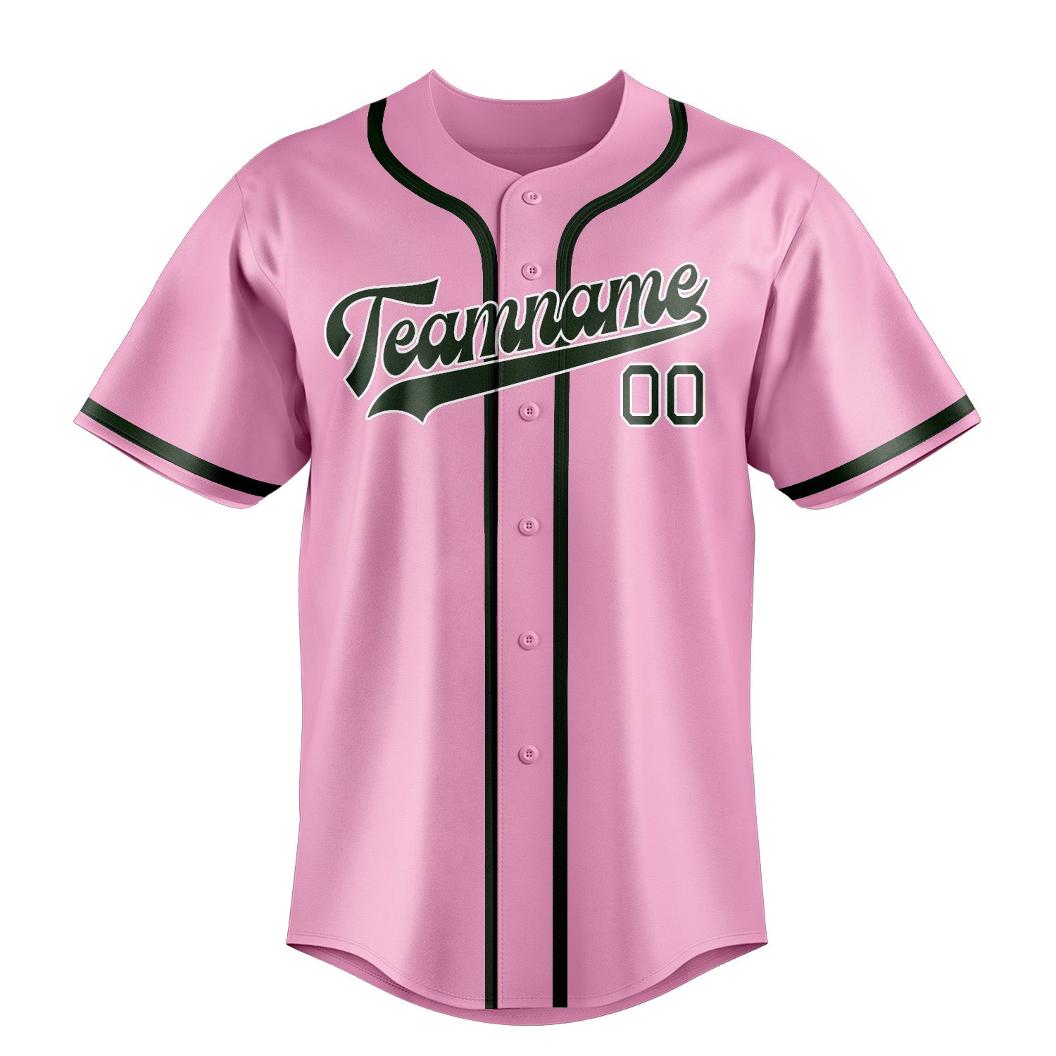 Custom Light Pink Dark Green Baseball Jersey