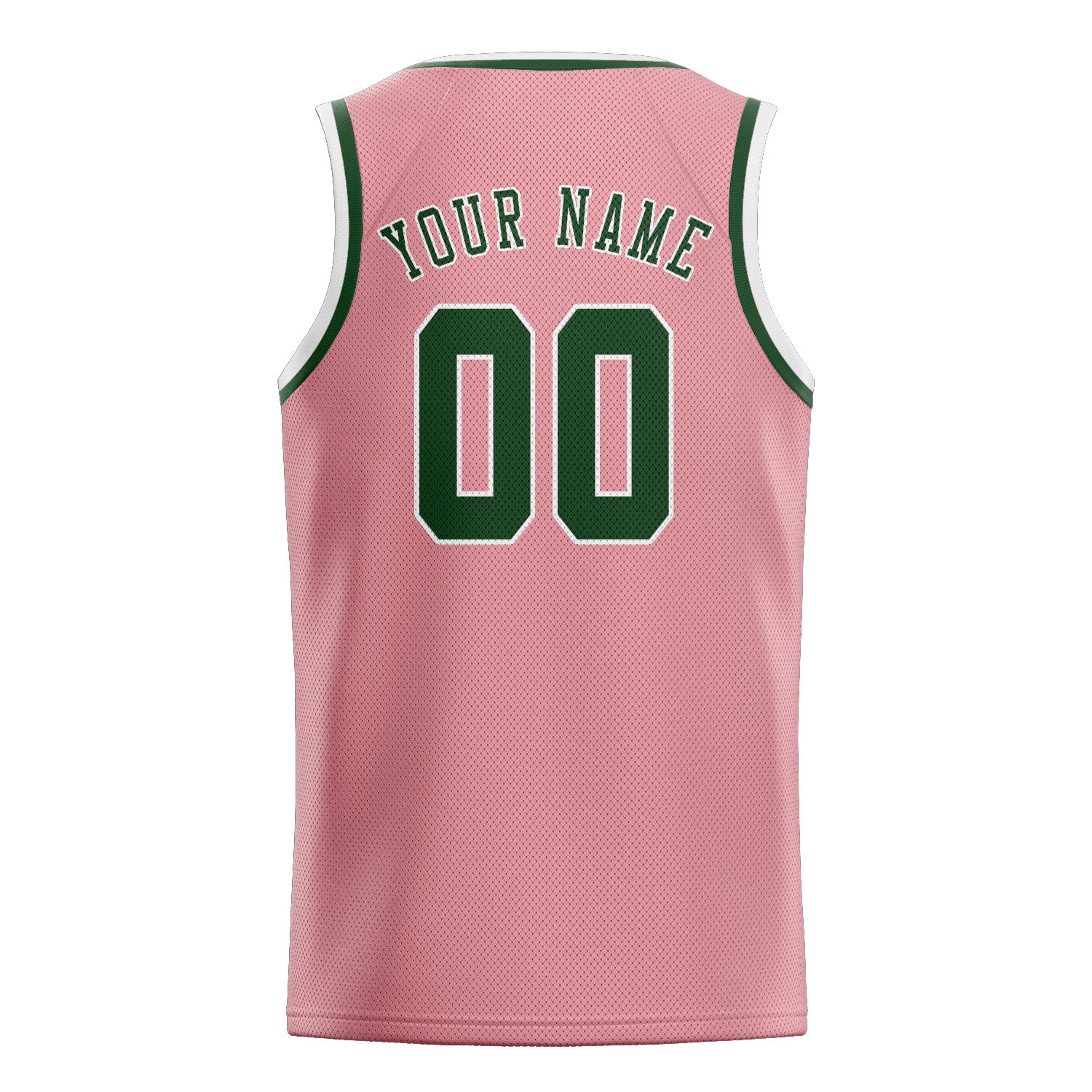 Custom Light Pink Dark Green Basketball Jersey