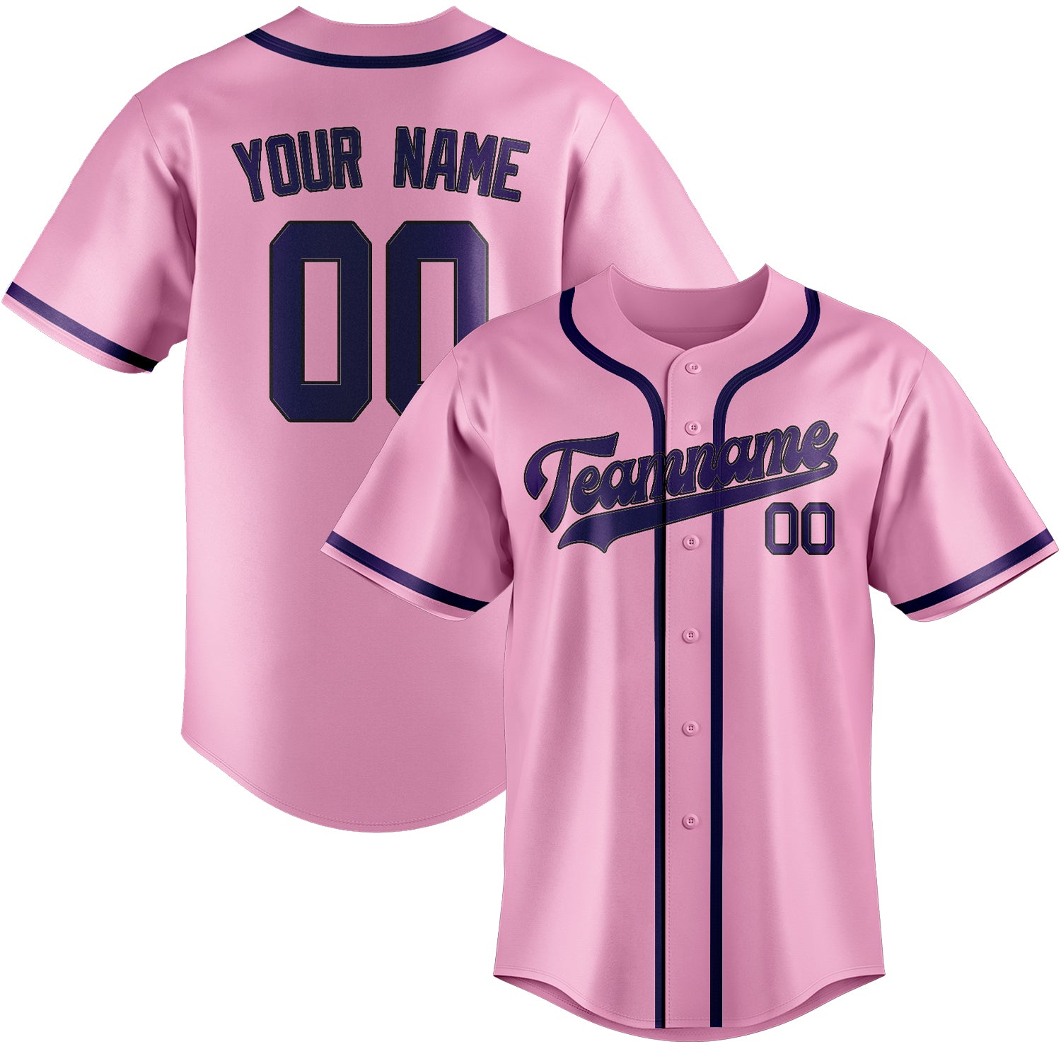 Custom Light Pink Purple Baseball Jersey