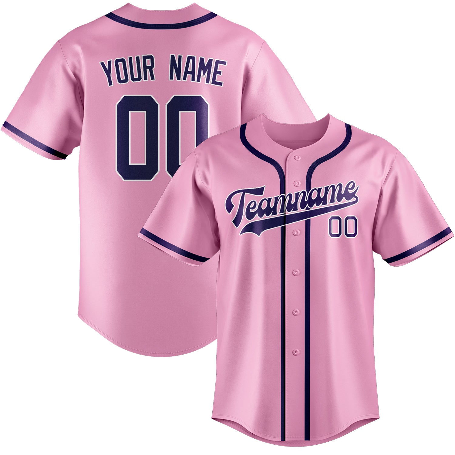 Custom Light Pink Purple Baseball Jersey