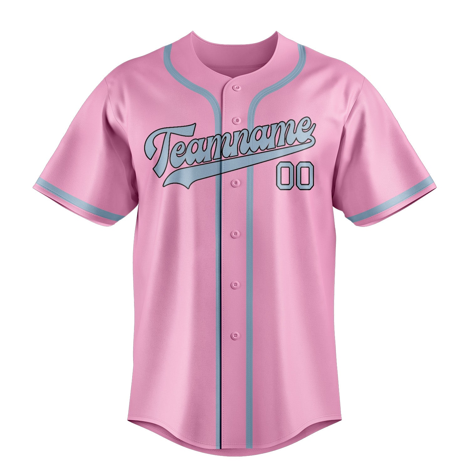 Custom Light Pink Light Blue Baseball Jersey