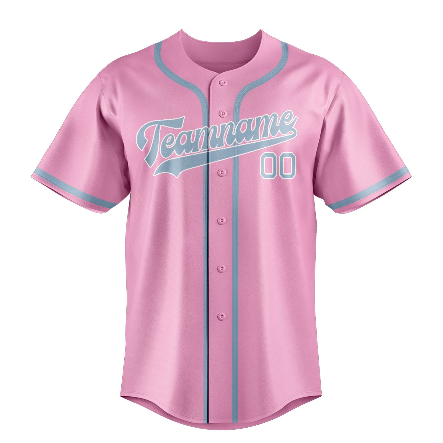 Custom Light Pink Light Blue Baseball Jersey
