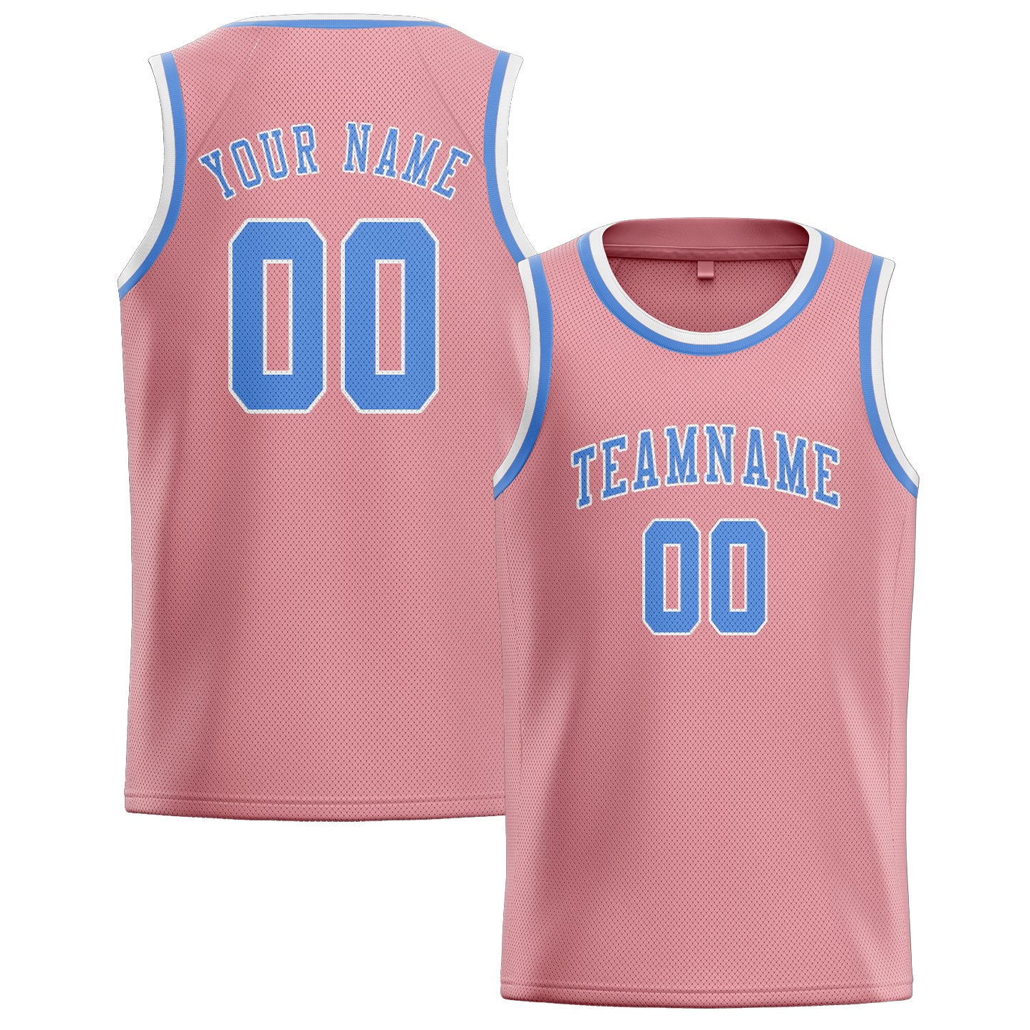 Custom Light Pink Light Blue Basketball Jersey
