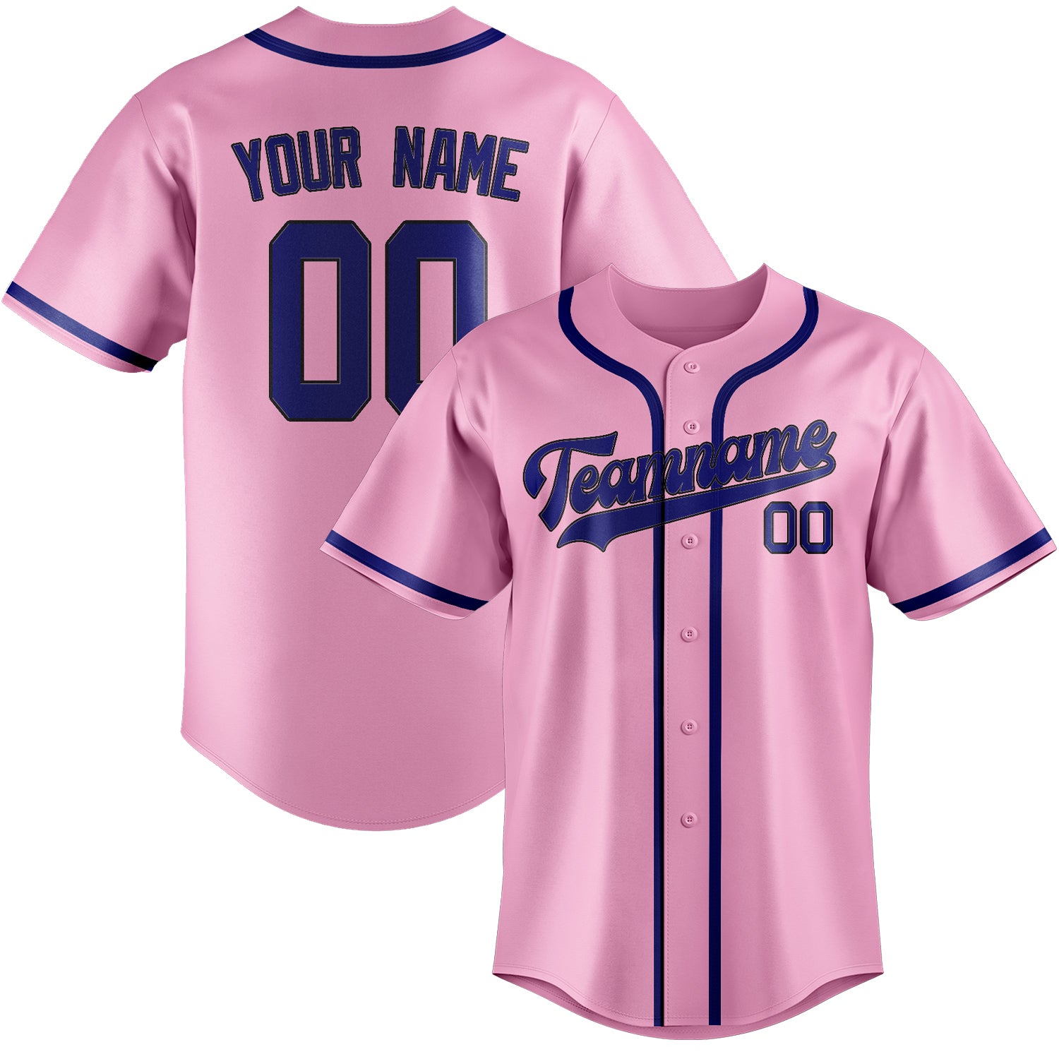 Custom Light Pink Sky Blue Baseball Jersey