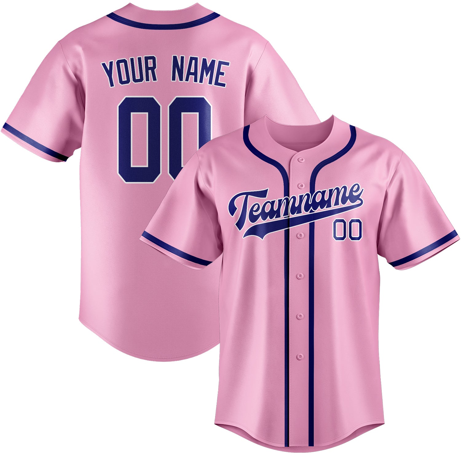 Custom Light Pink Sky Blue Baseball Jersey