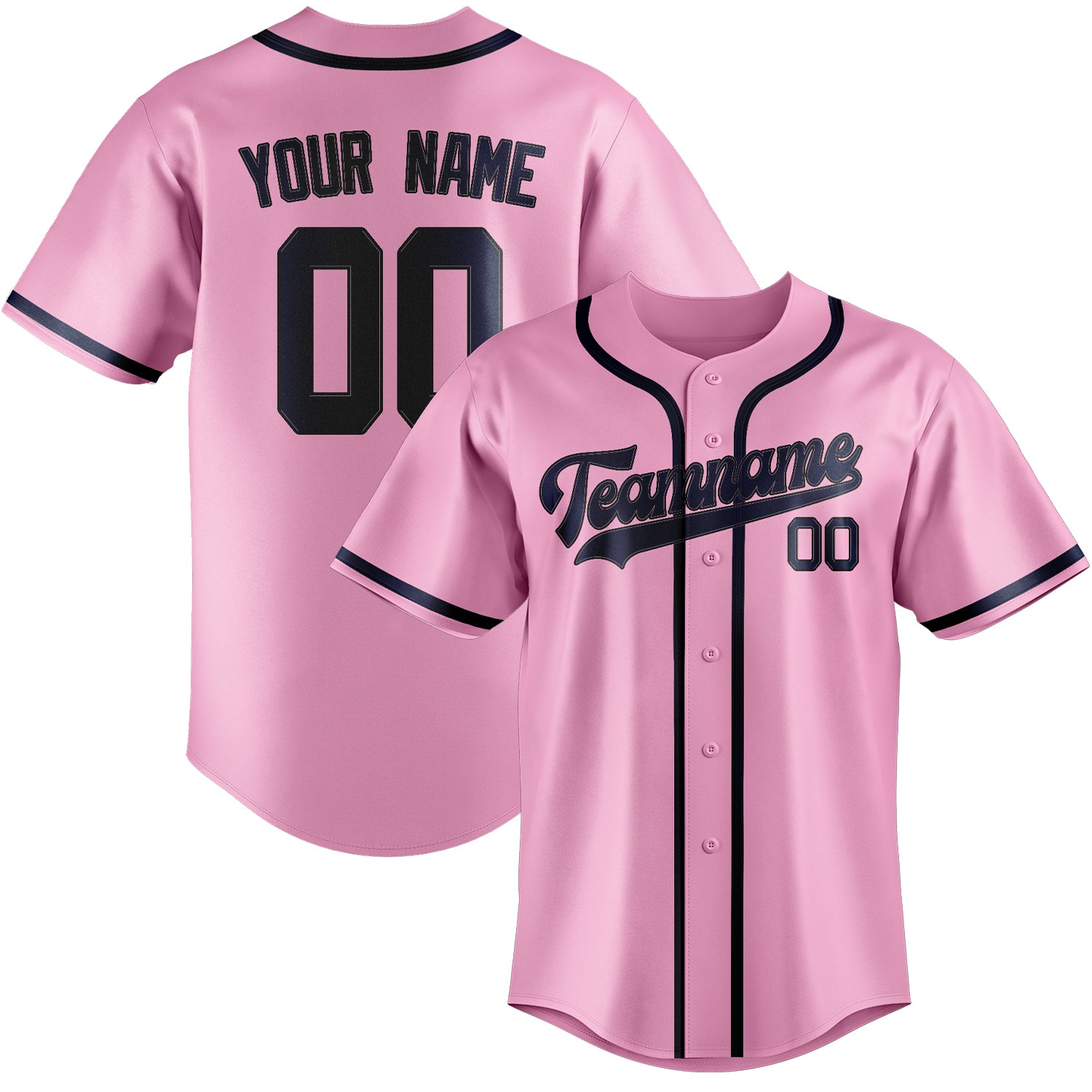 Custom Light Pink Blue Baseball Jersey