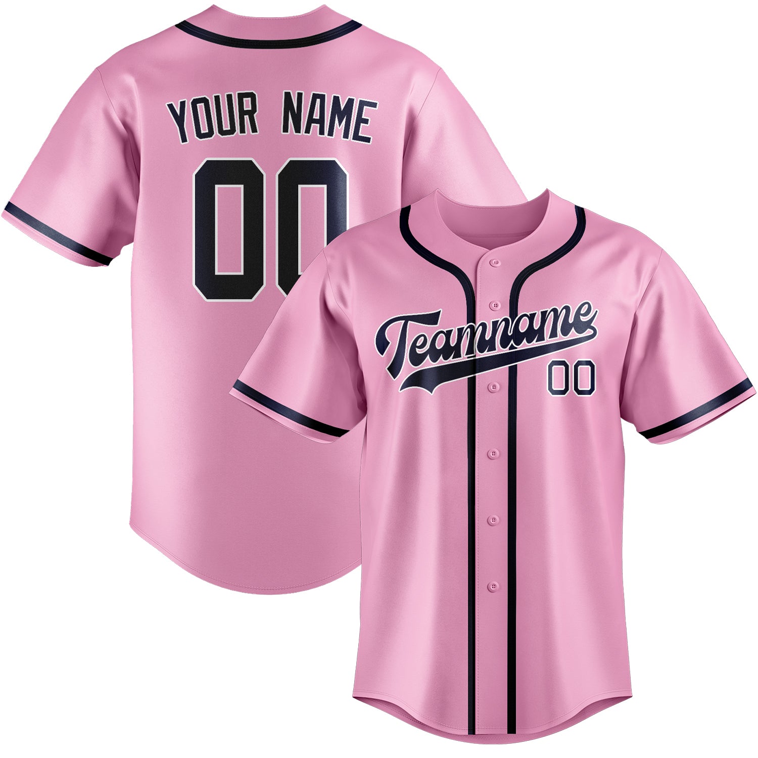 Custom Light Pink Blue Baseball Jersey