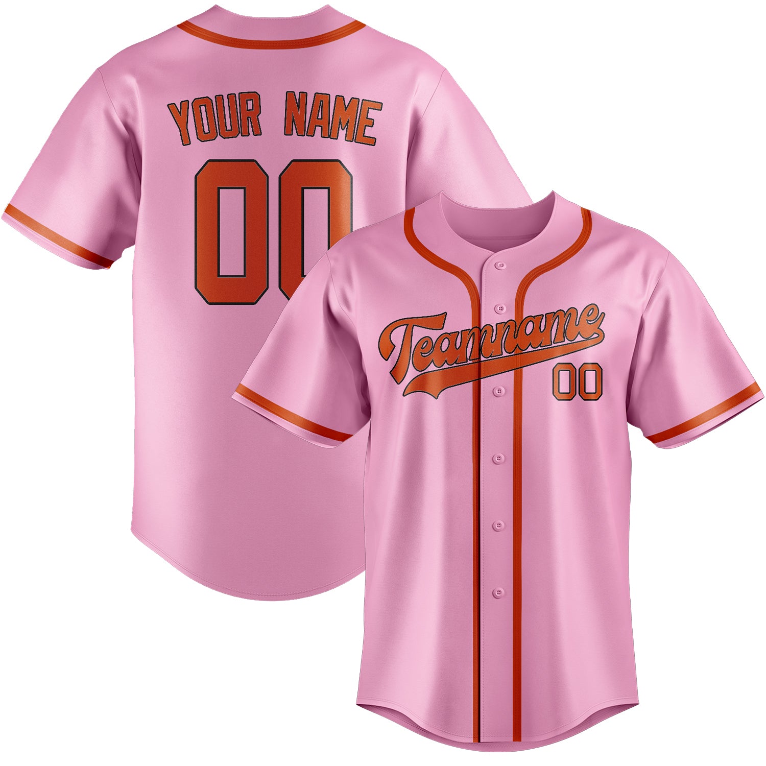 Custom Light Pink Orange Red Baseball Jersey