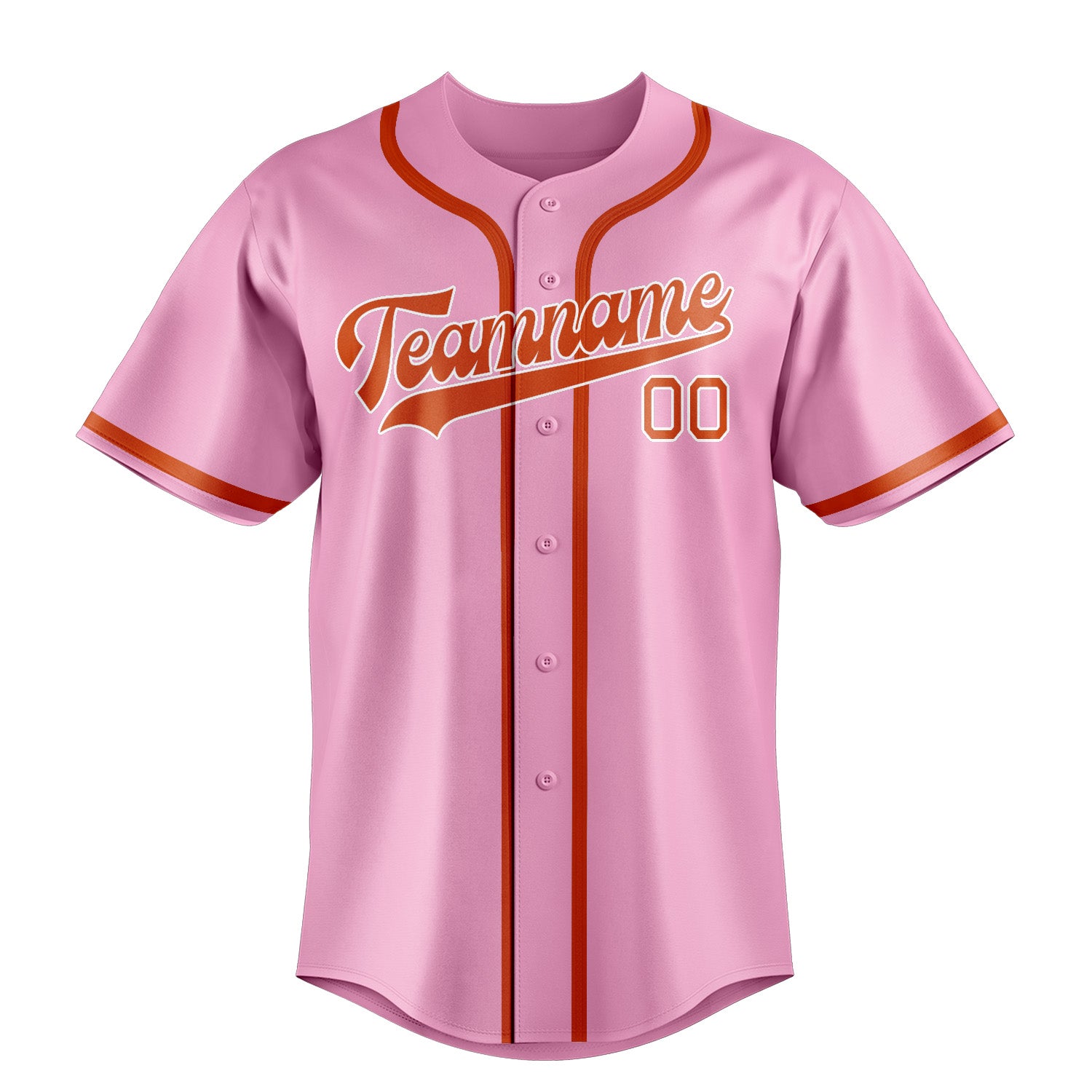 Custom Light Pink Orange Red Baseball Jersey