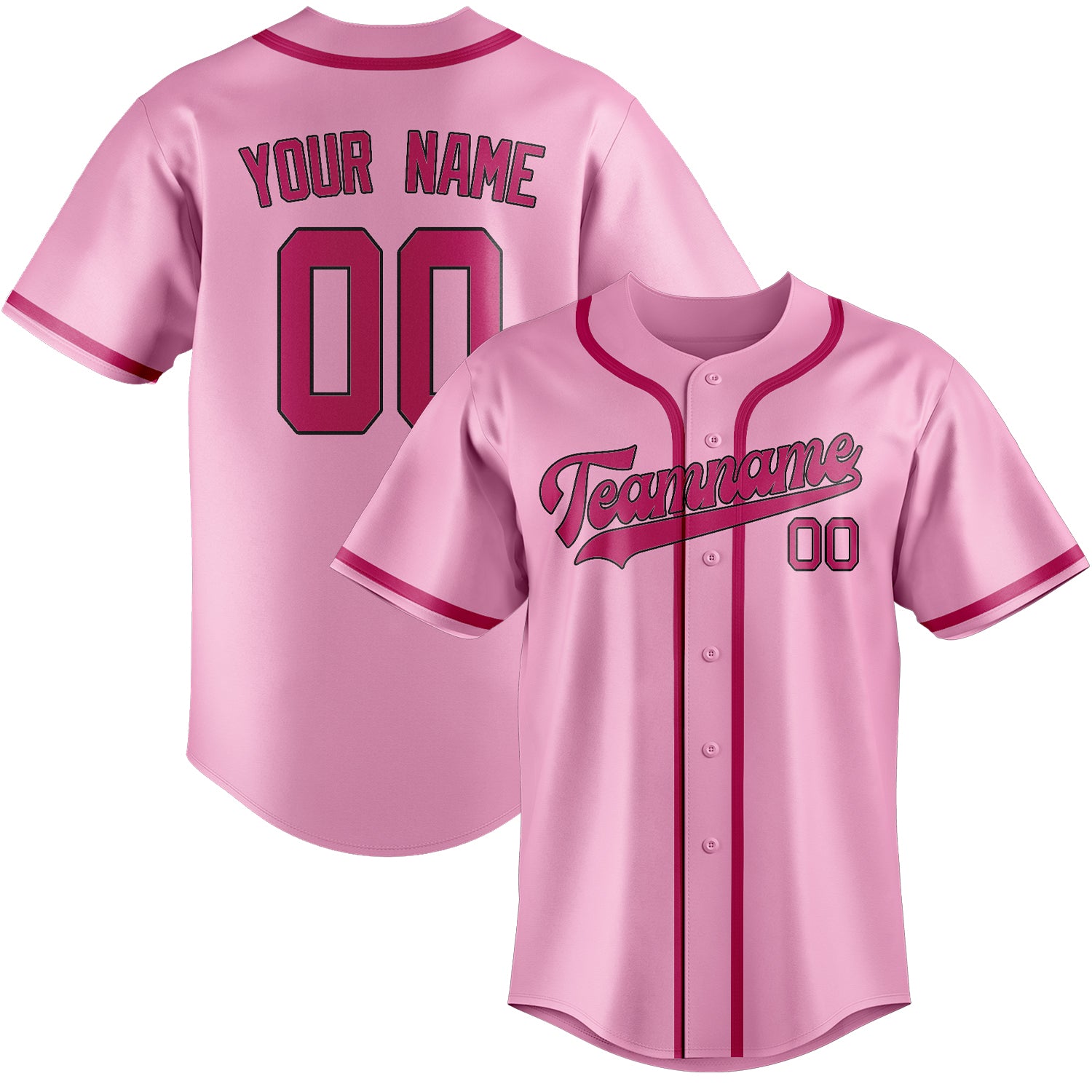 Custom Light Pink Pink Baseball Jersey