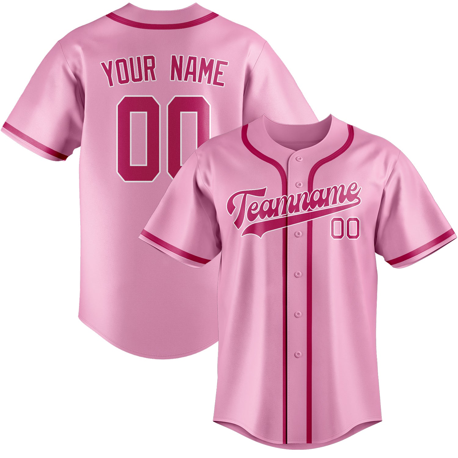 Custom Light Pink Pink Baseball Jersey