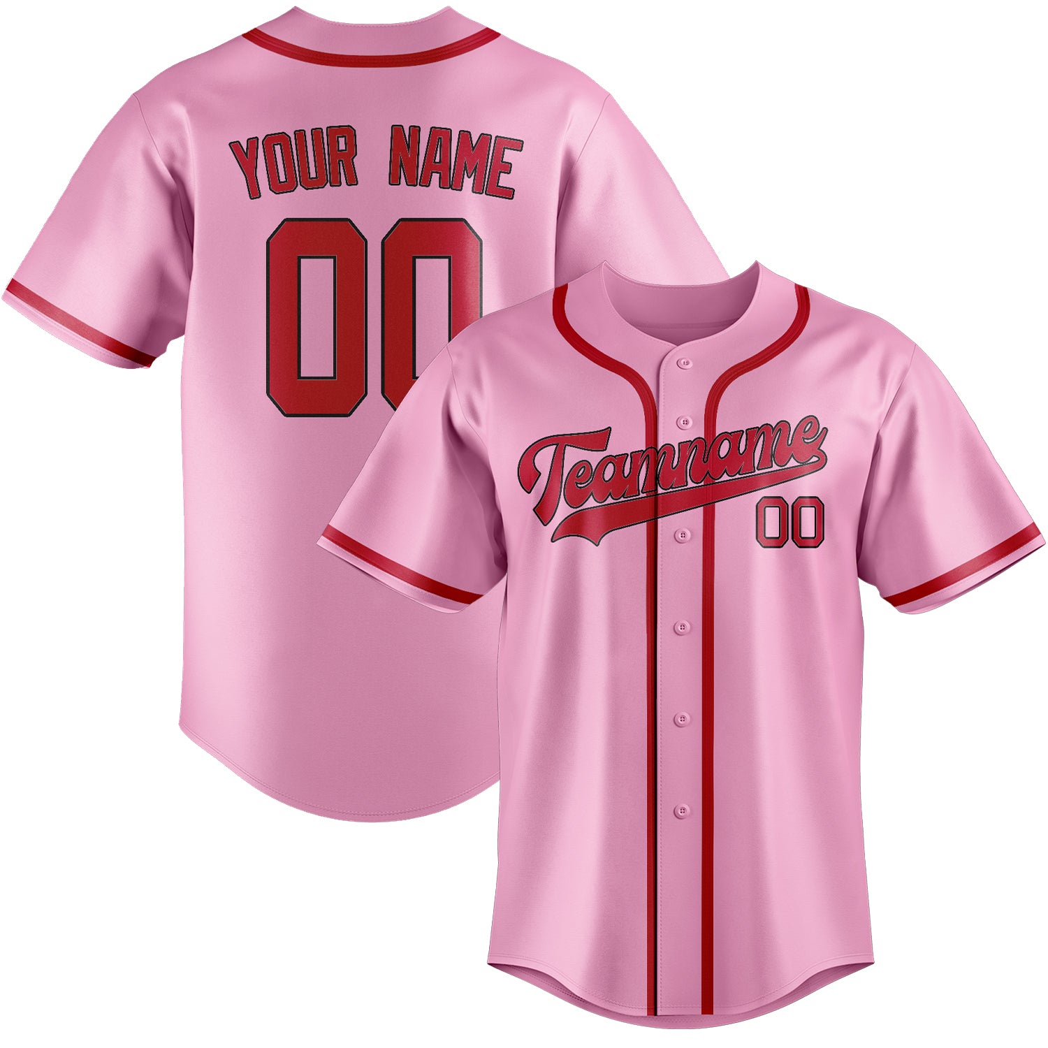 Custom Light Pink Red Baseball Jersey
