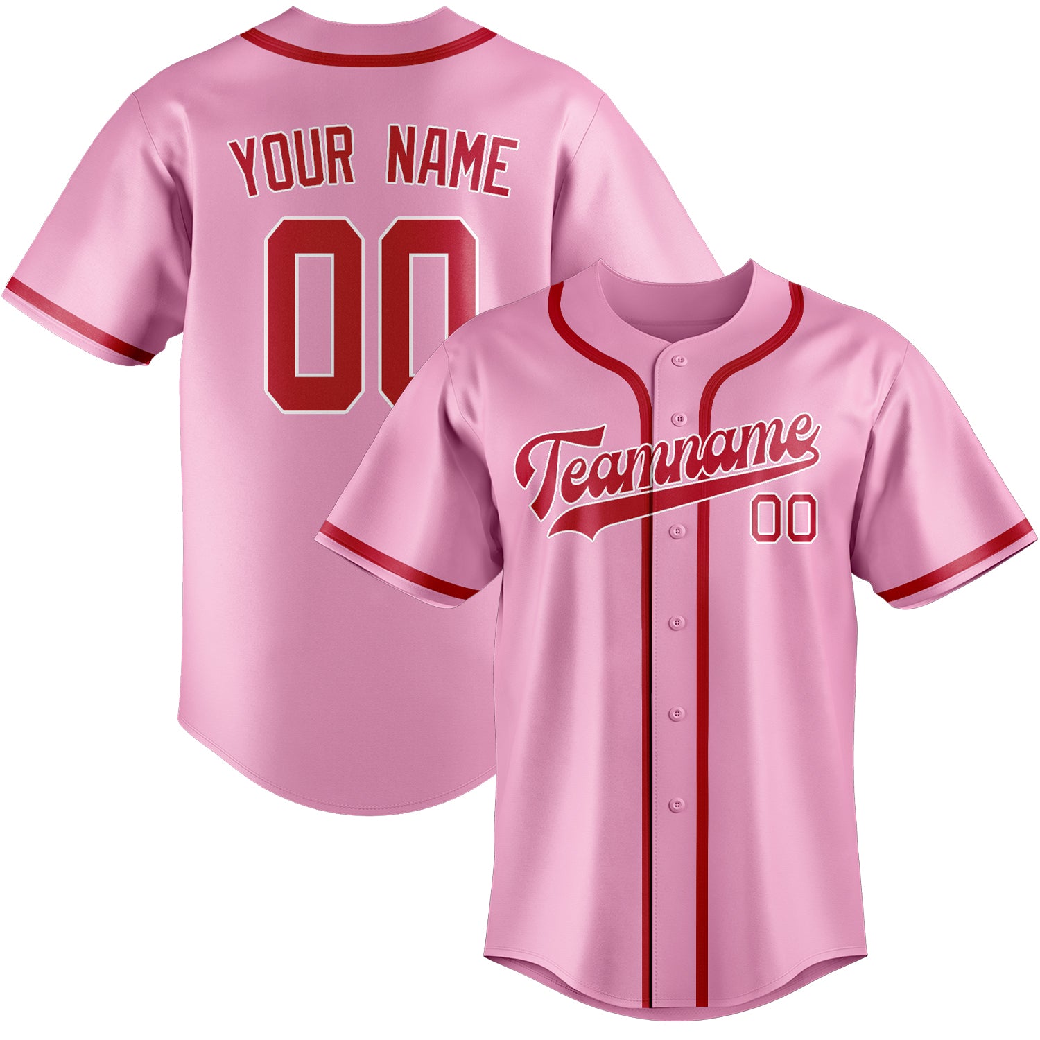 Custom Light Pink Red Baseball Jersey