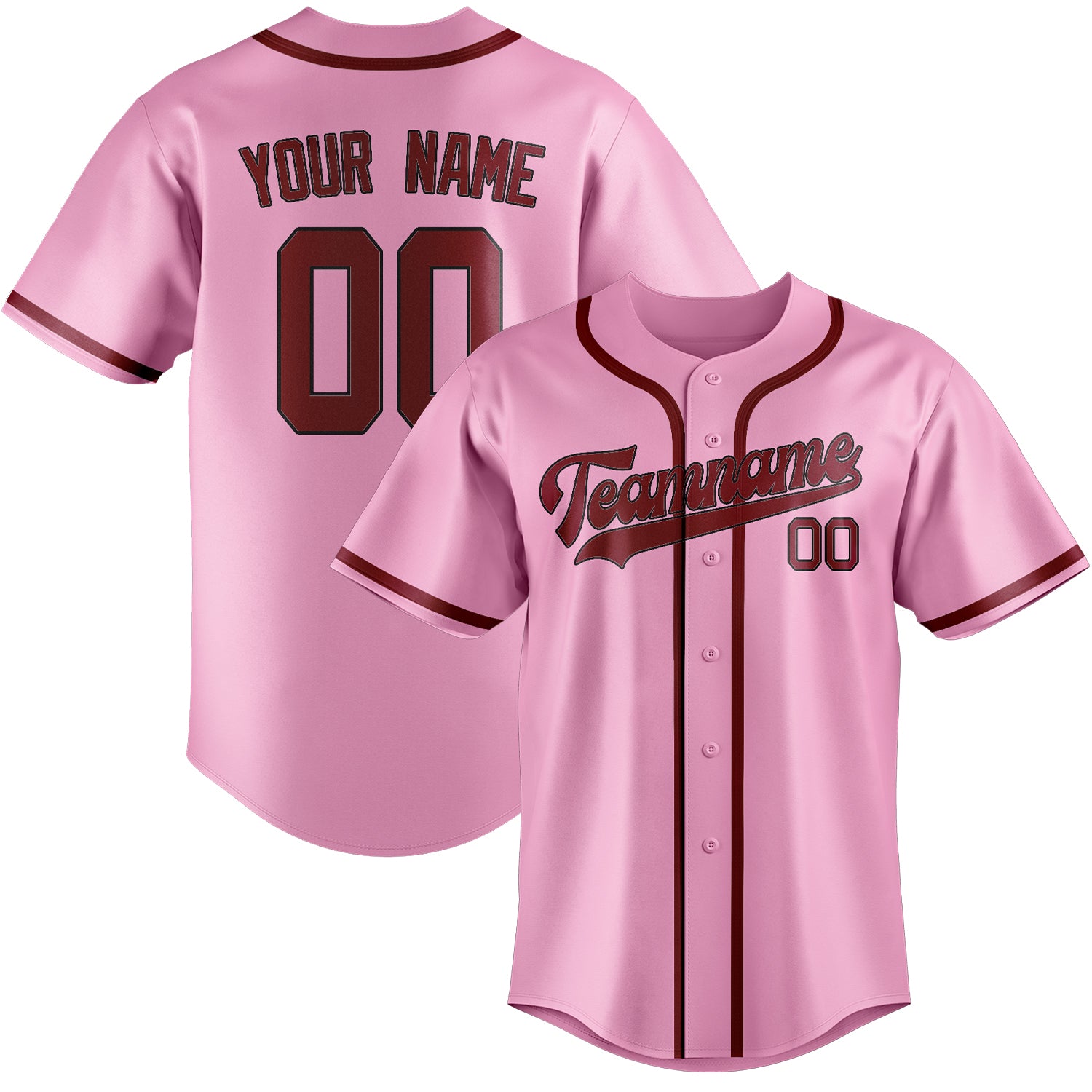 Custom Light Pink Crimson Red Baseball Jersey