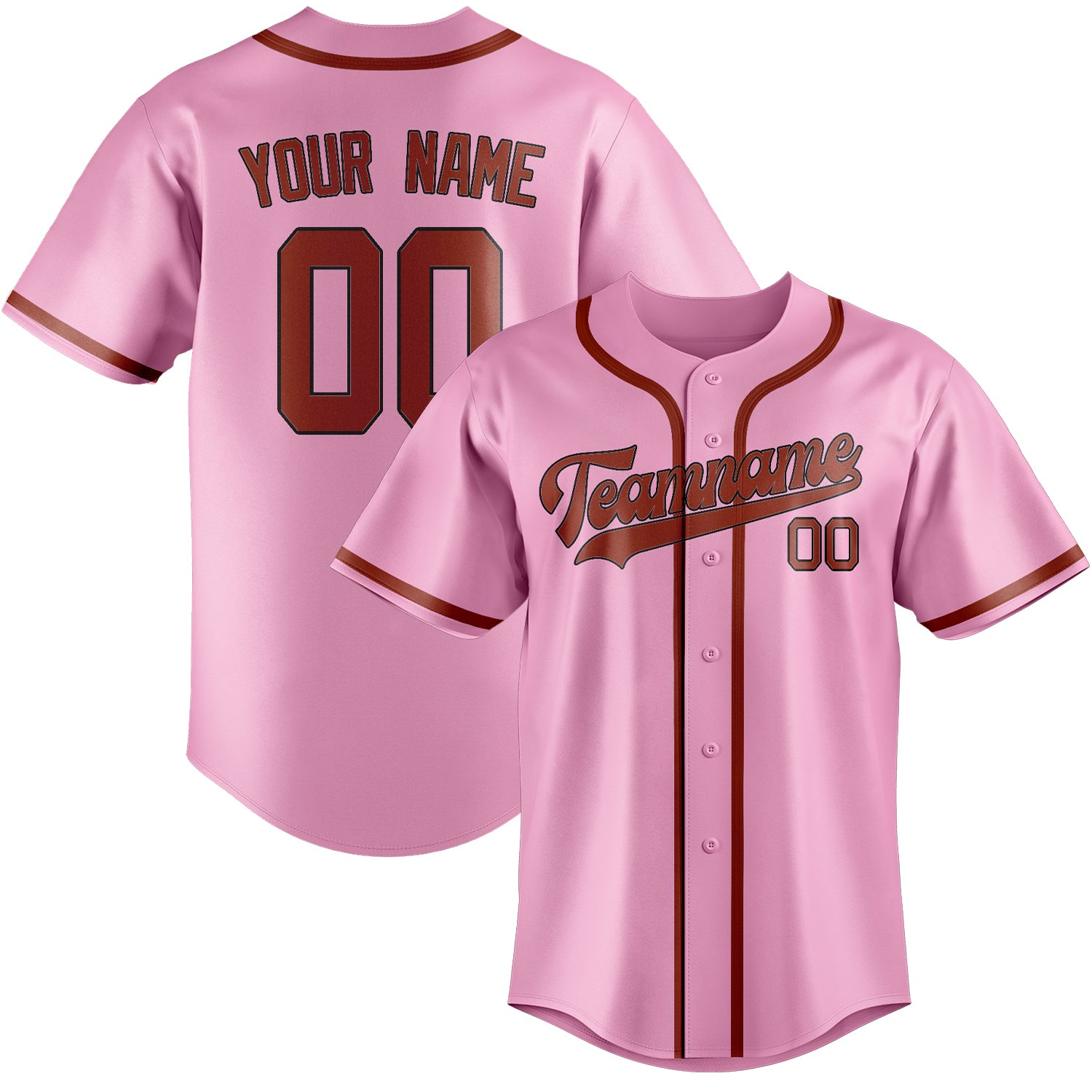 Custom Light Pink Coral Red Baseball Jersey