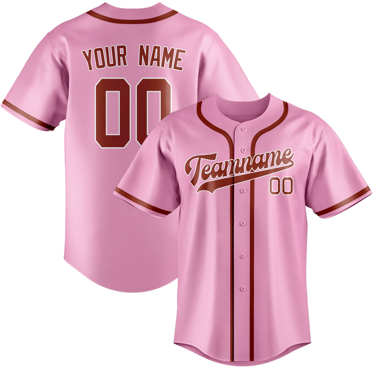 Custom Light Pink Coral Red Baseball Jersey