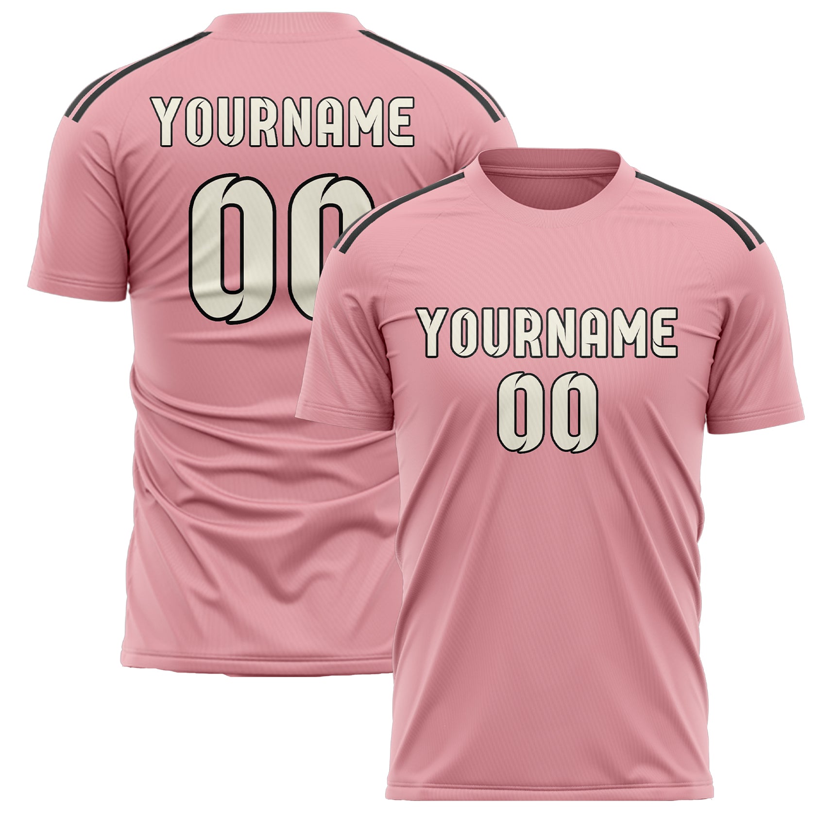 Custom Light Pink Cream Soccer Jersey