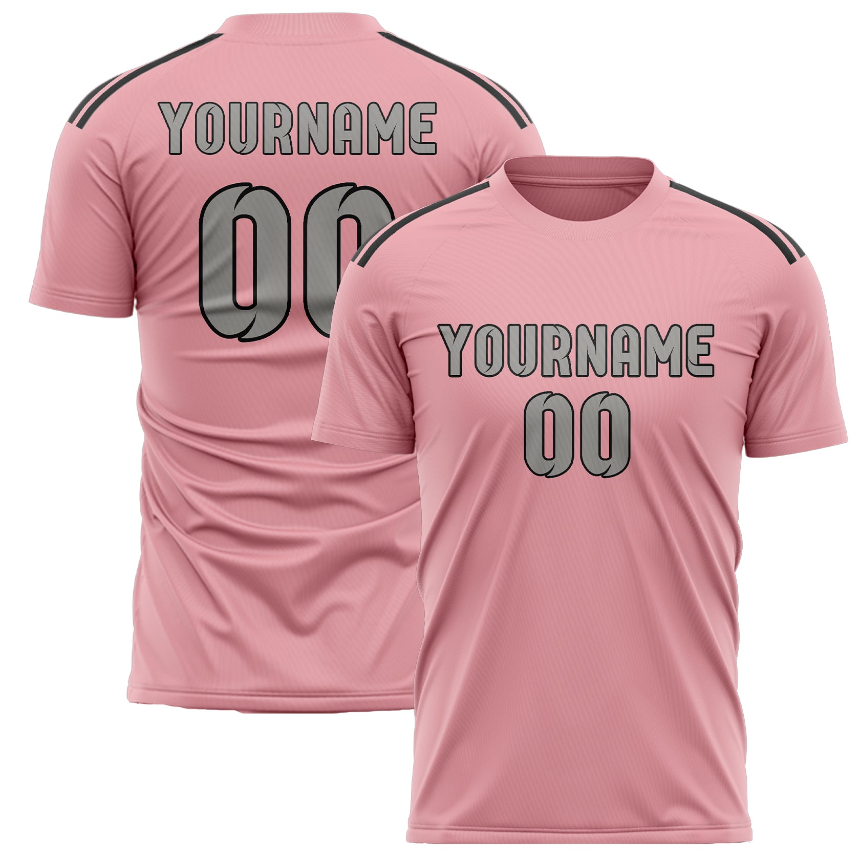 Custom Light Pink Gray Soccer Jersey