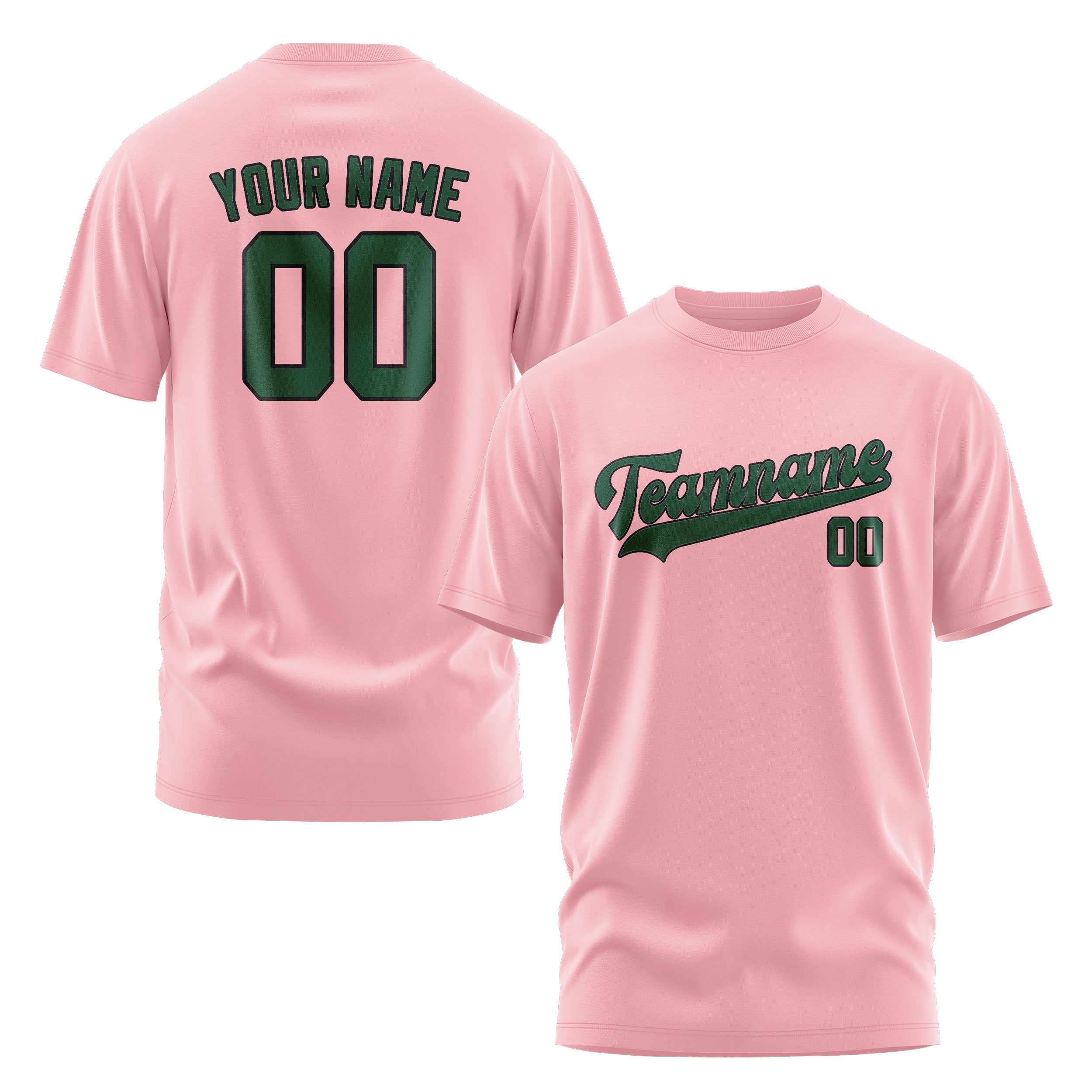 Custom Light Pink Green T-Shirt