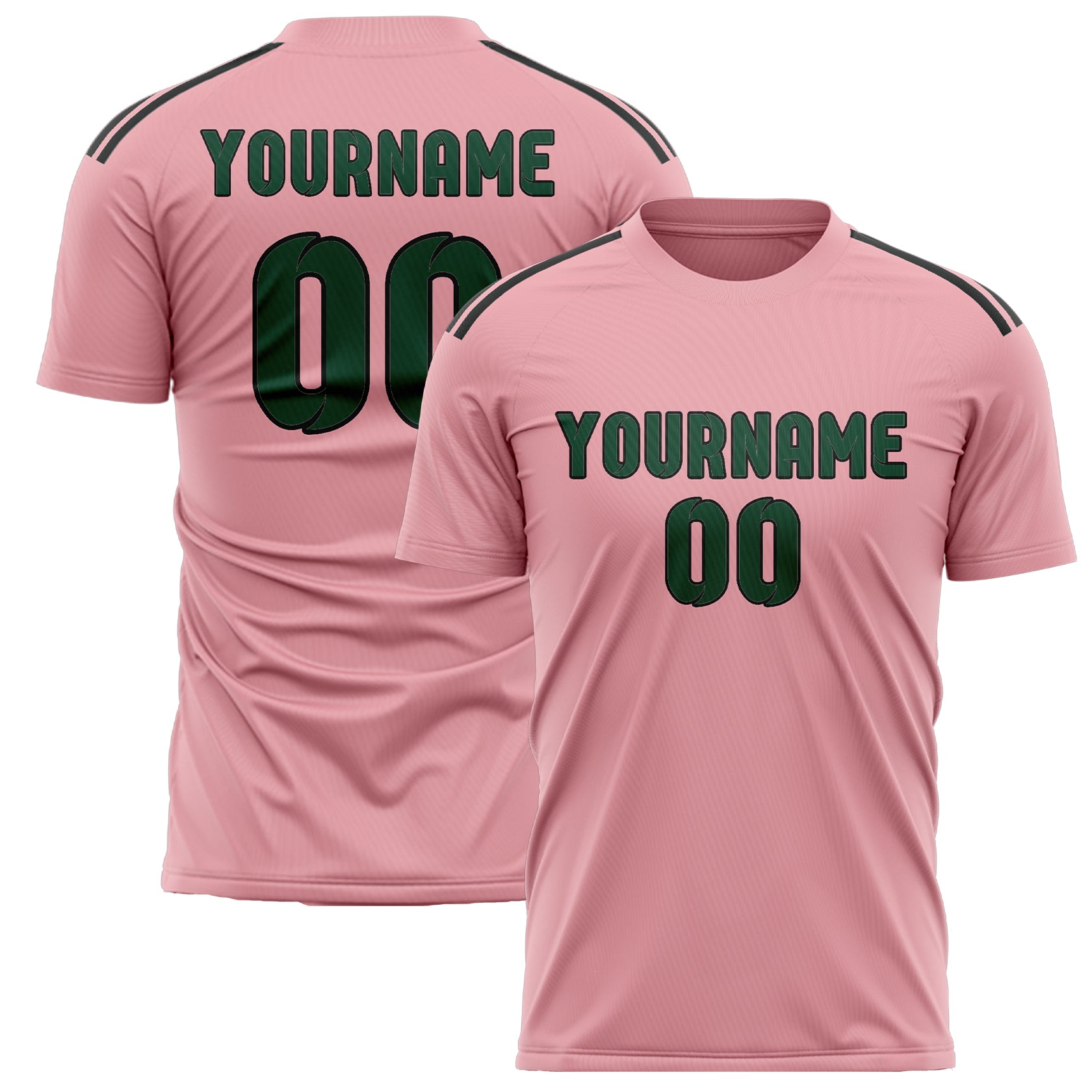 Custom Light Pink Green Soccer Jersey