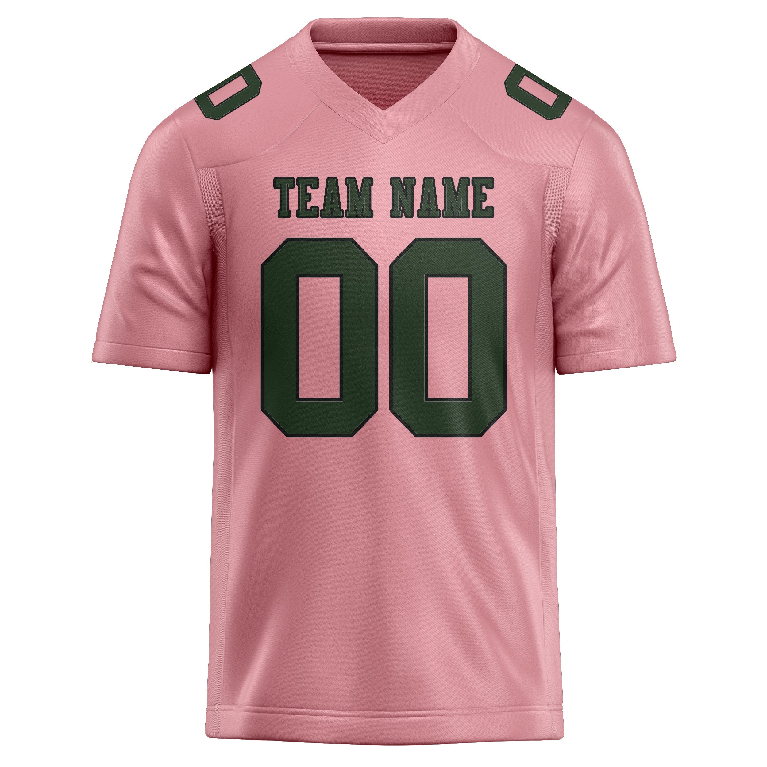 Custom Light Pink Dark Green Football Jersey