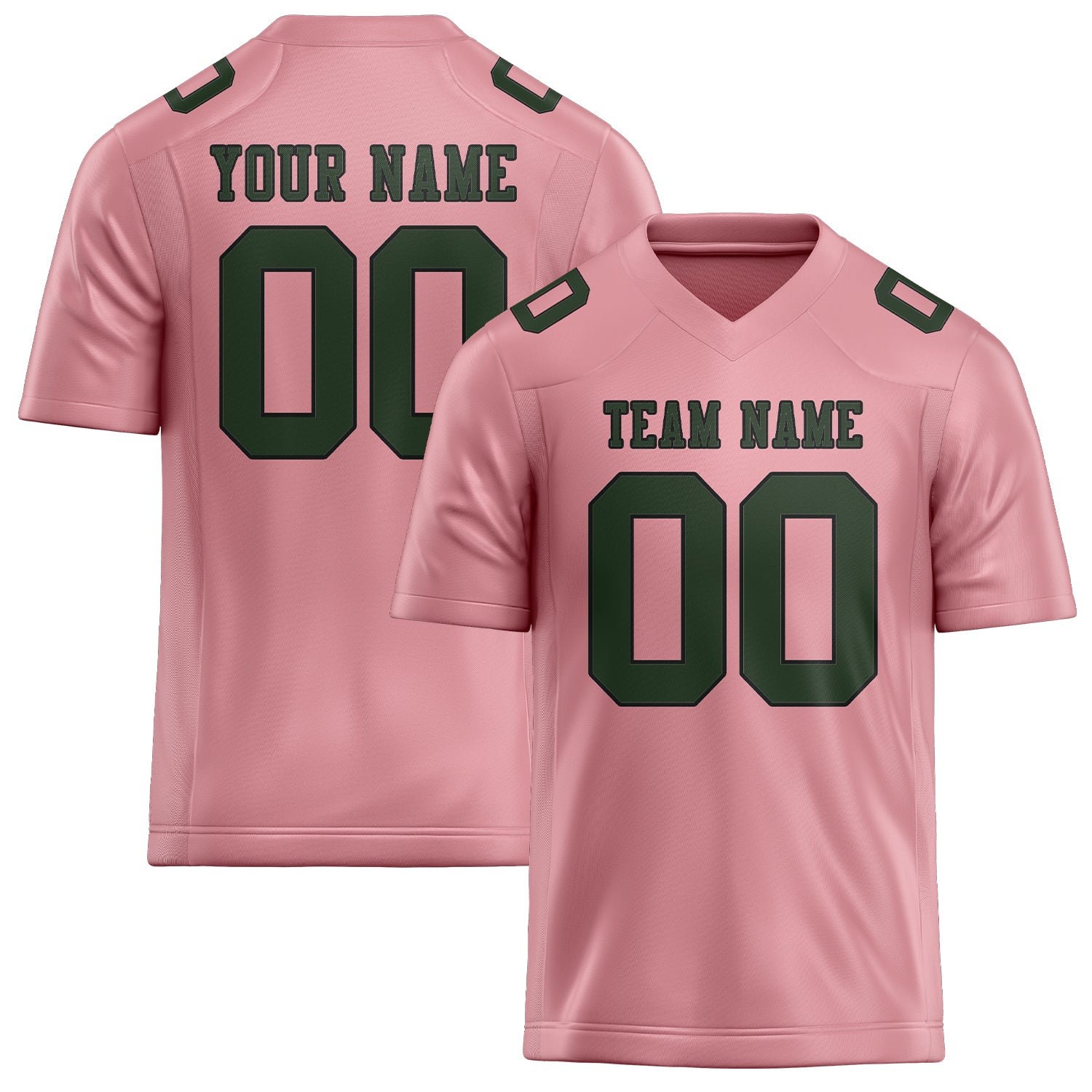 Custom Light Pink Dark Green Football Jersey
