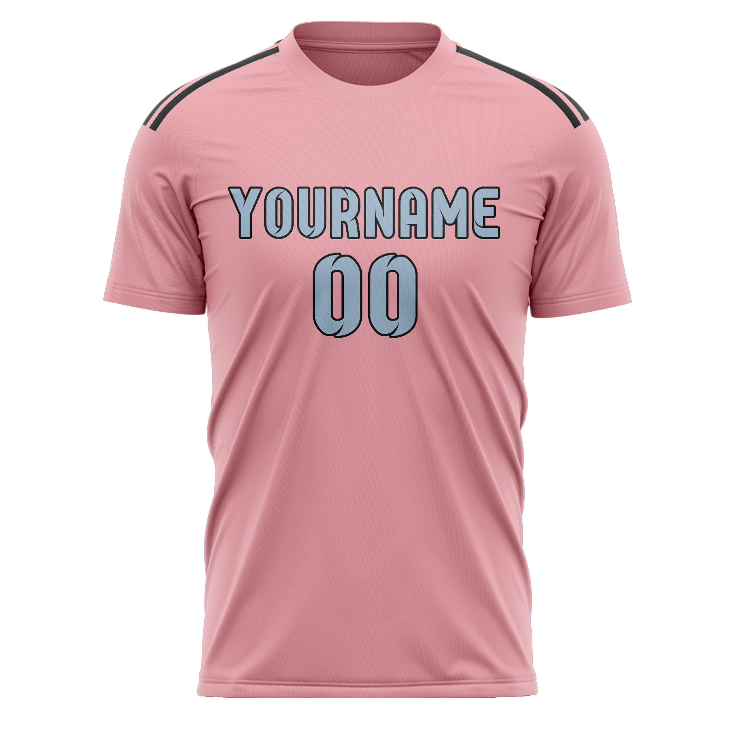 Custom Light Pink Light Blue Soccer Jersey