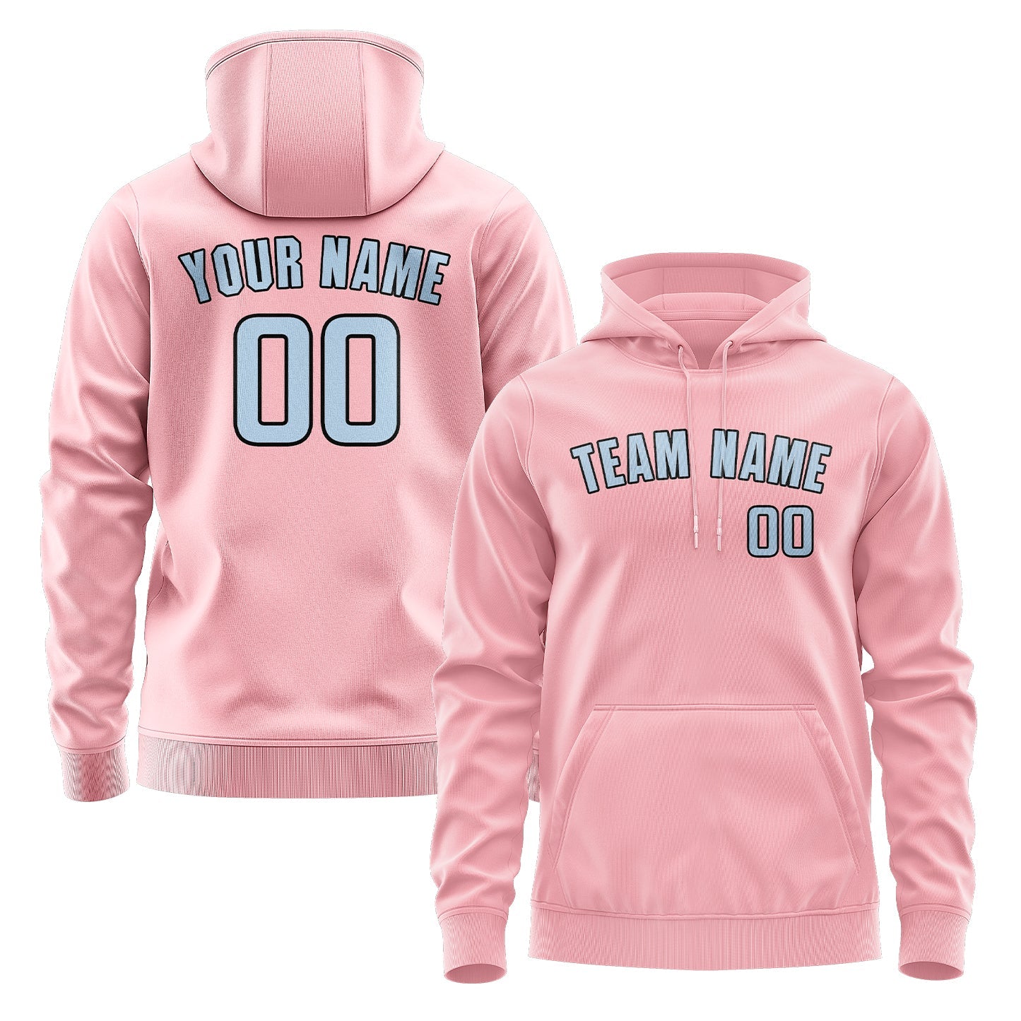 Custom Light Pink Light Blue Hoodie