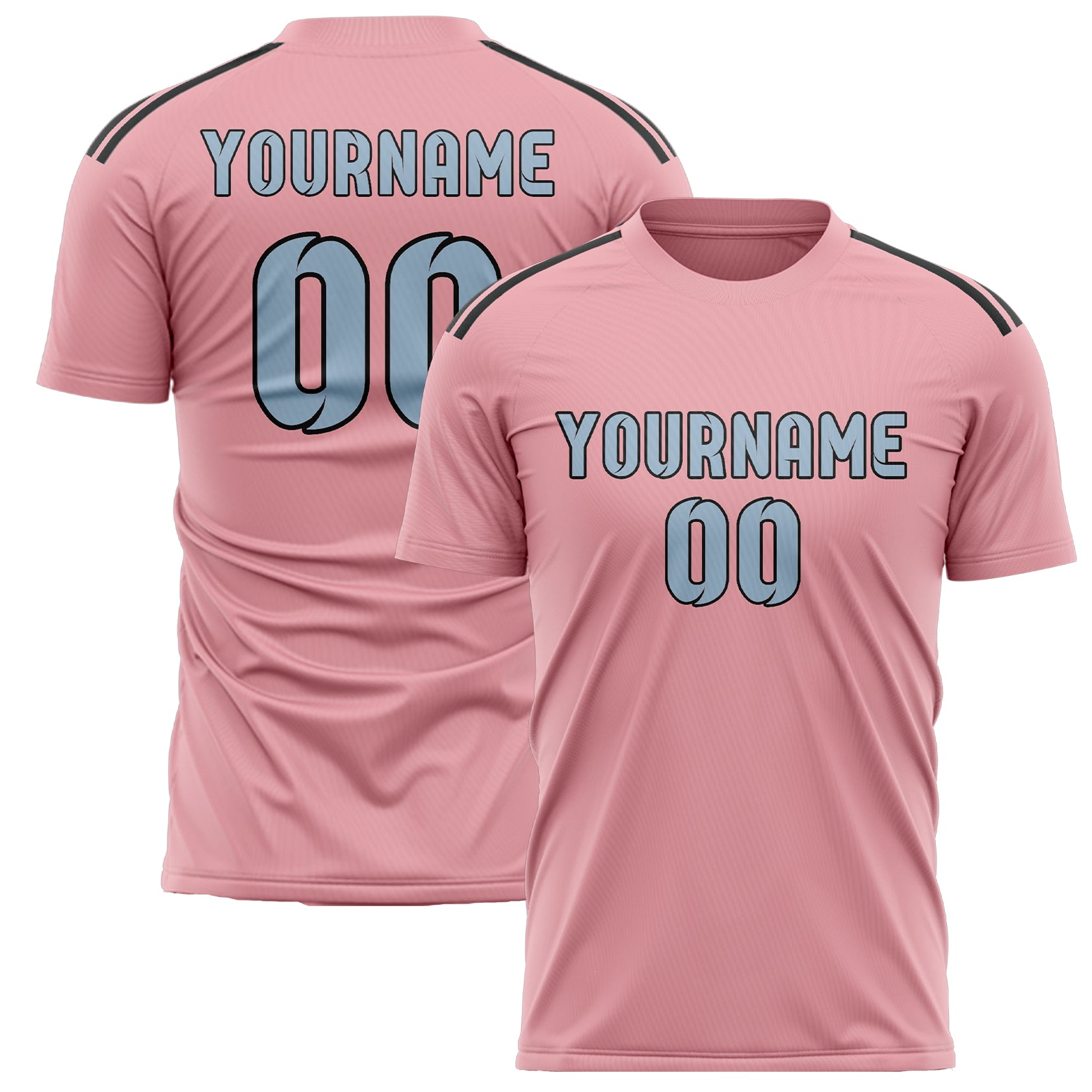 Custom Light Pink Light Blue Soccer Jersey