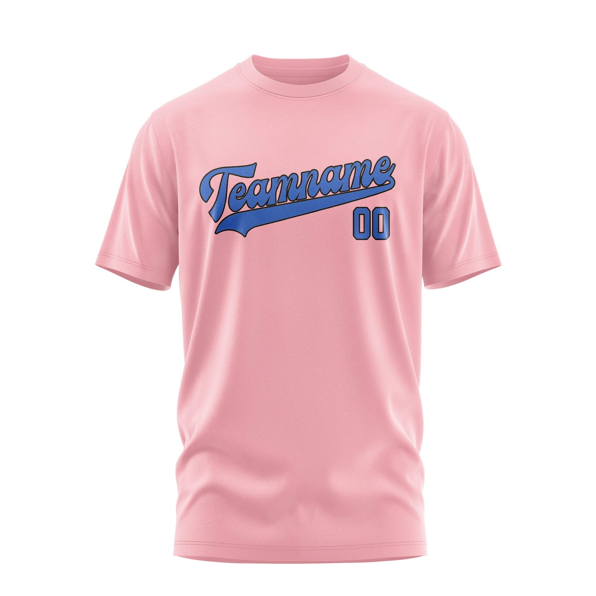 Custom Light Pink Sky Blue T-Shirt