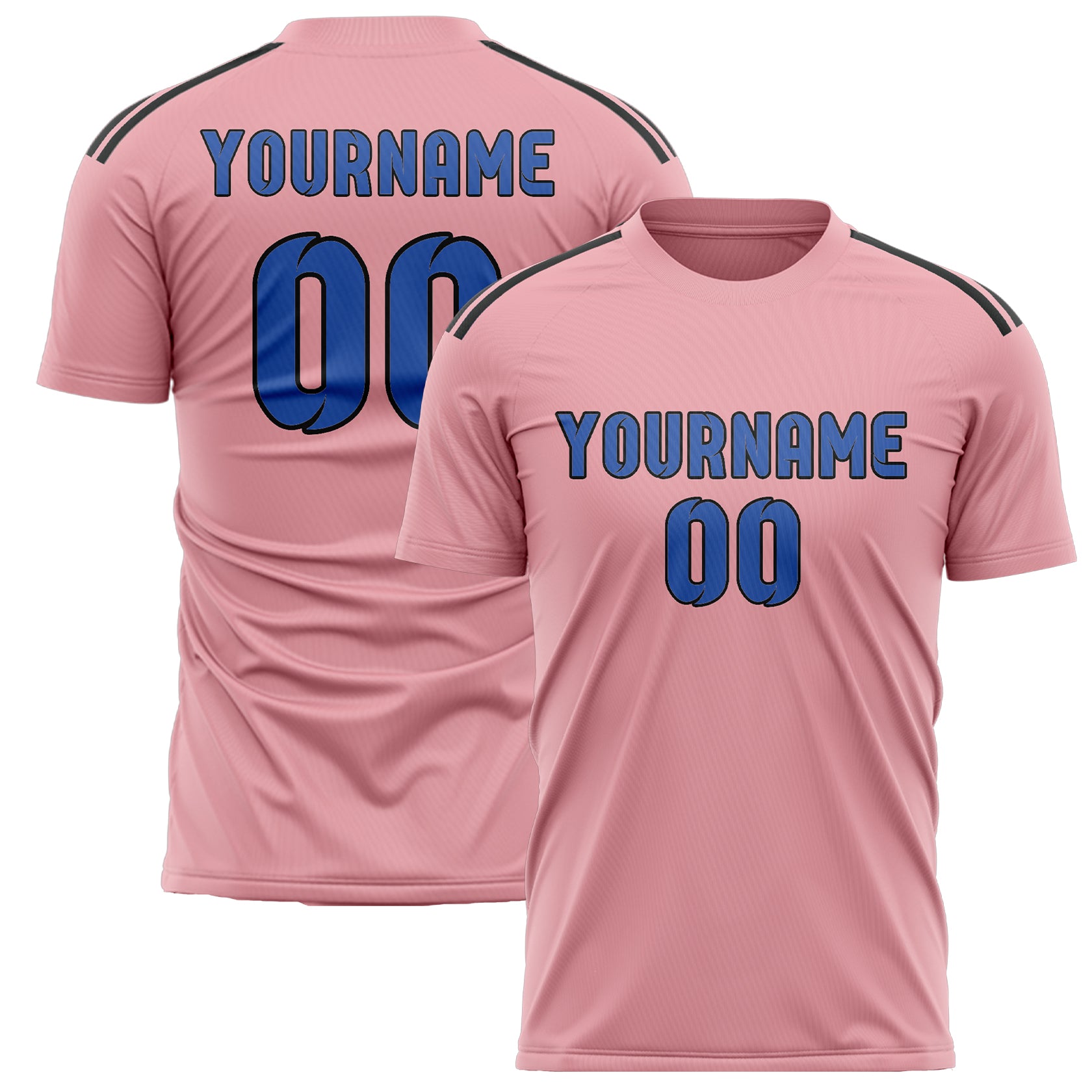 Custom Light Pink Sky Blue Soccer Jersey