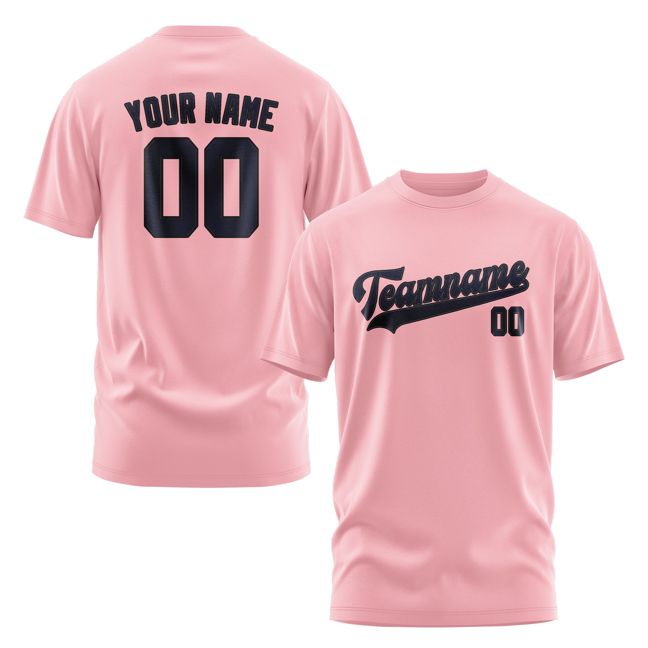 Custom Light Pink Navy T-Shirt