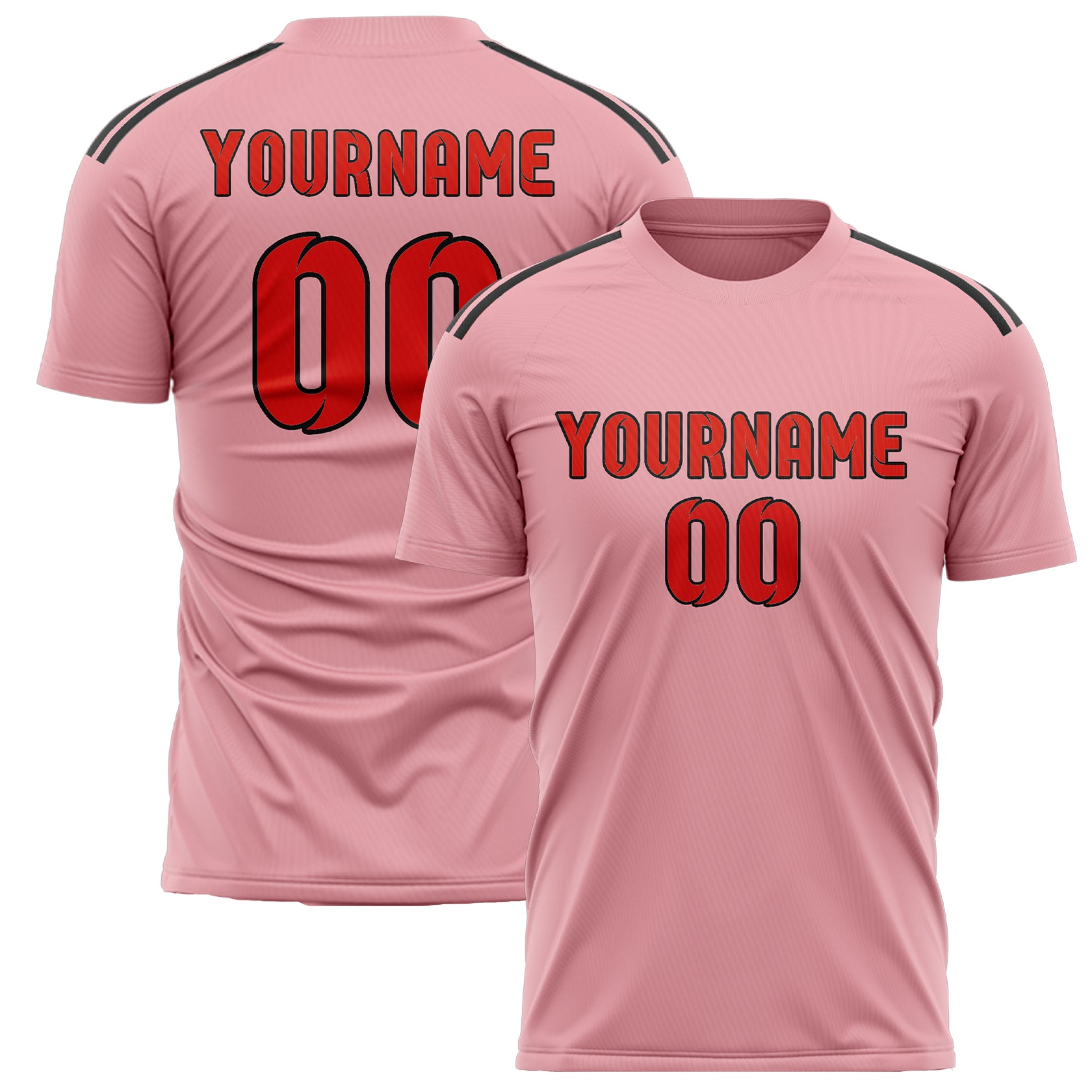 Custom Light Pink Orange Red Soccer Jersey