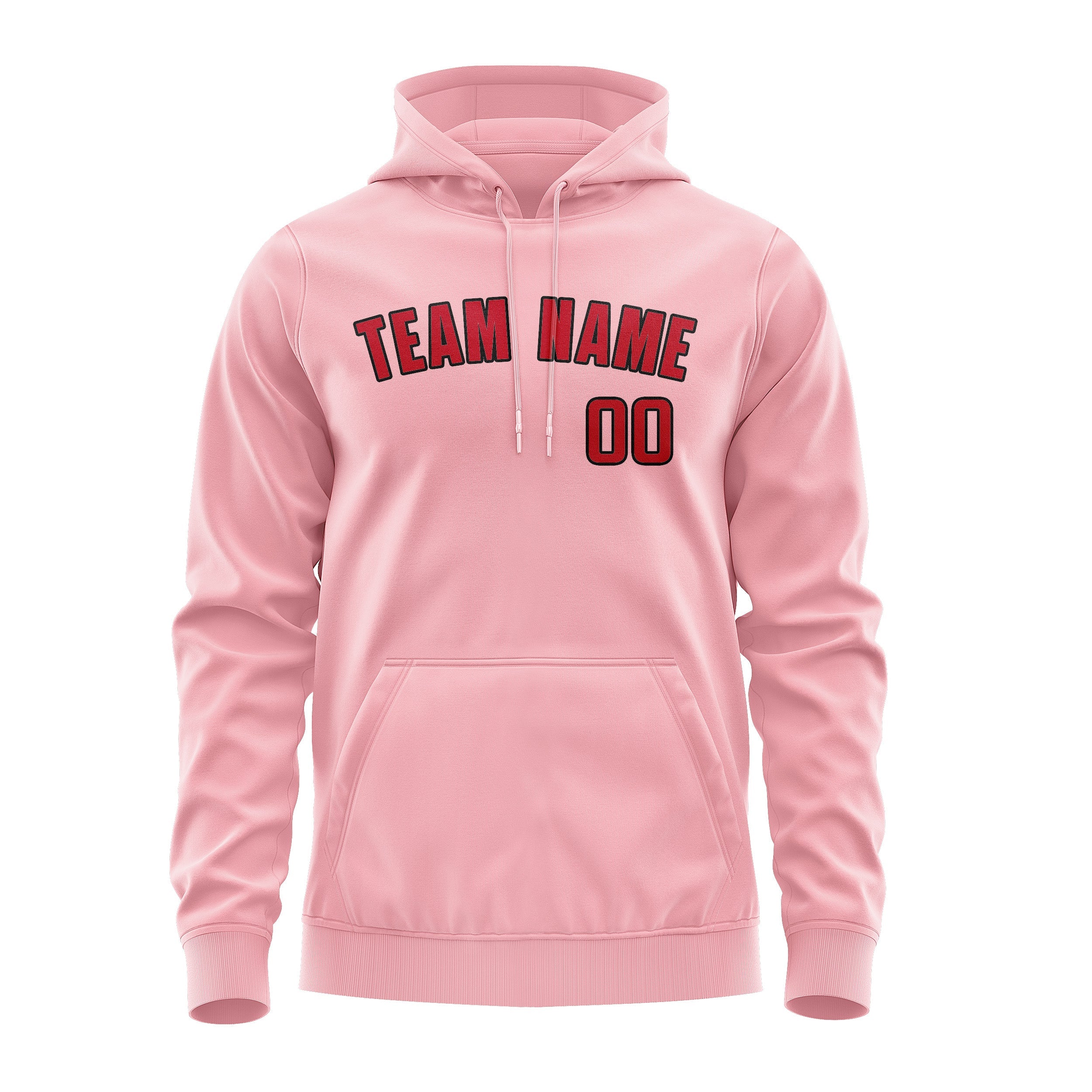 Custom Light Pink Red Hoodie