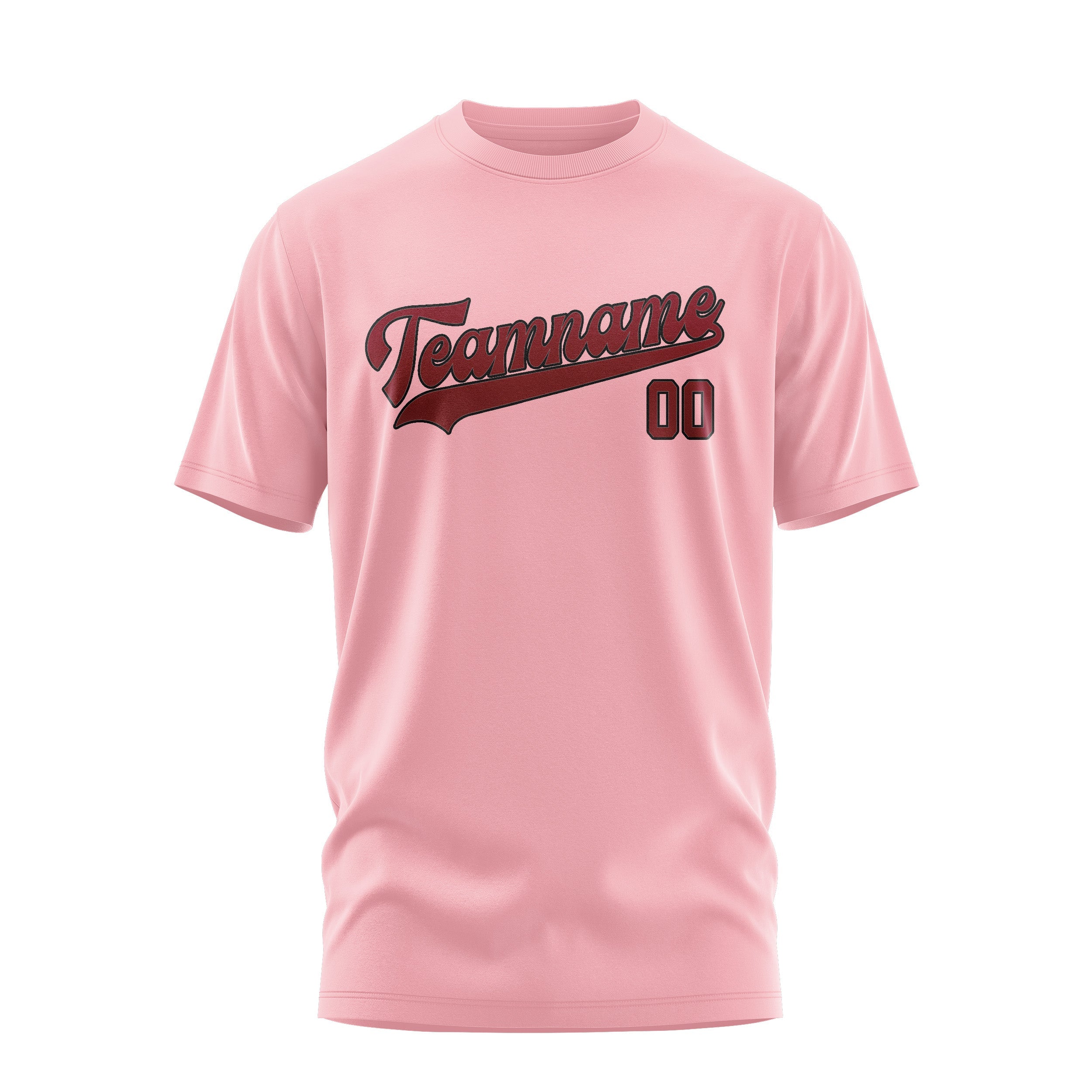 Custom Light Pink Crimson Red T-Shirt