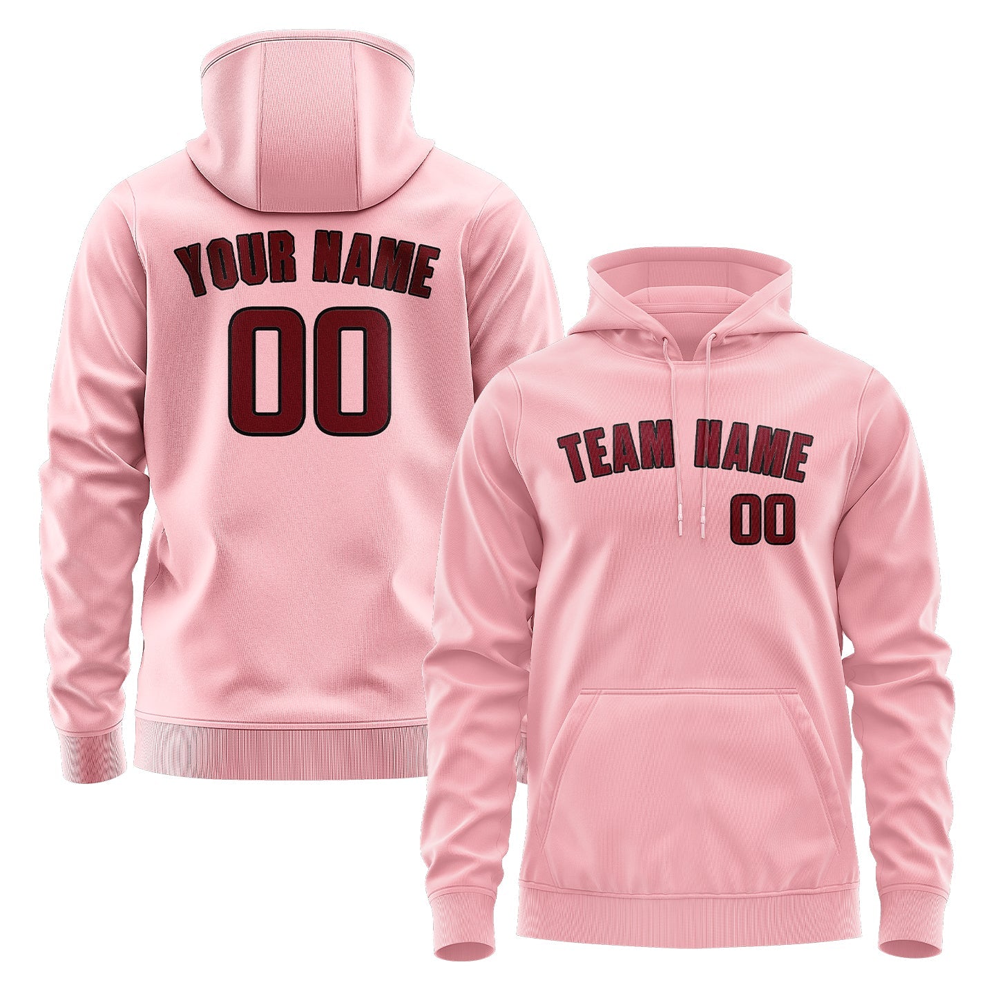 Custom Light Pink Crimson Red Hoodie