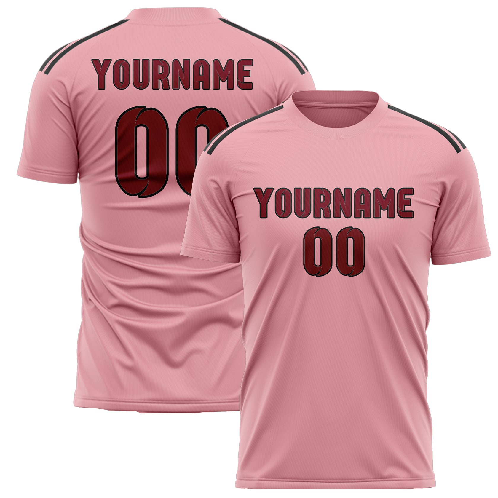 Custom Light Pink Crimson Red Soccer Jersey