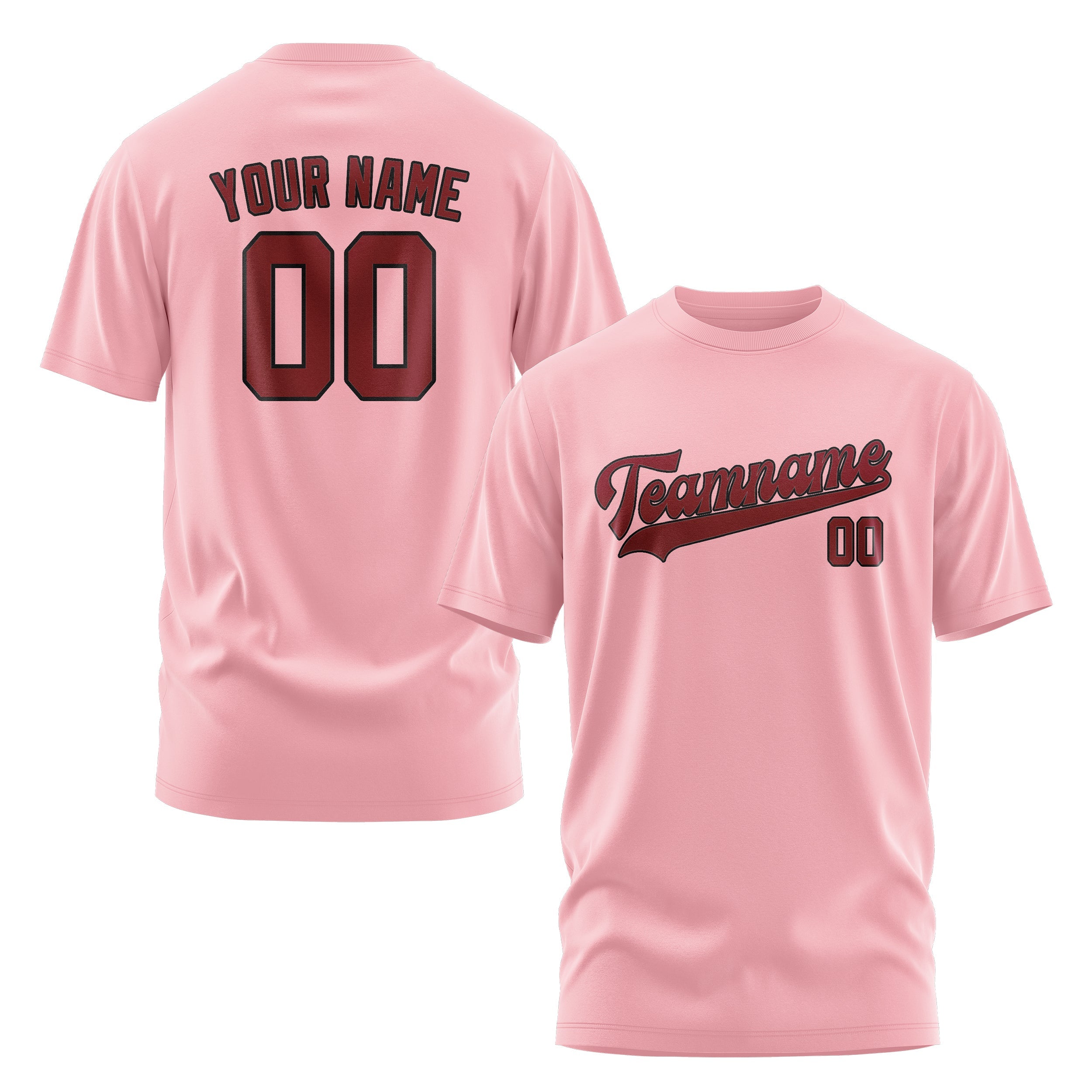 Custom Light Pink Crimson Red T-Shirt