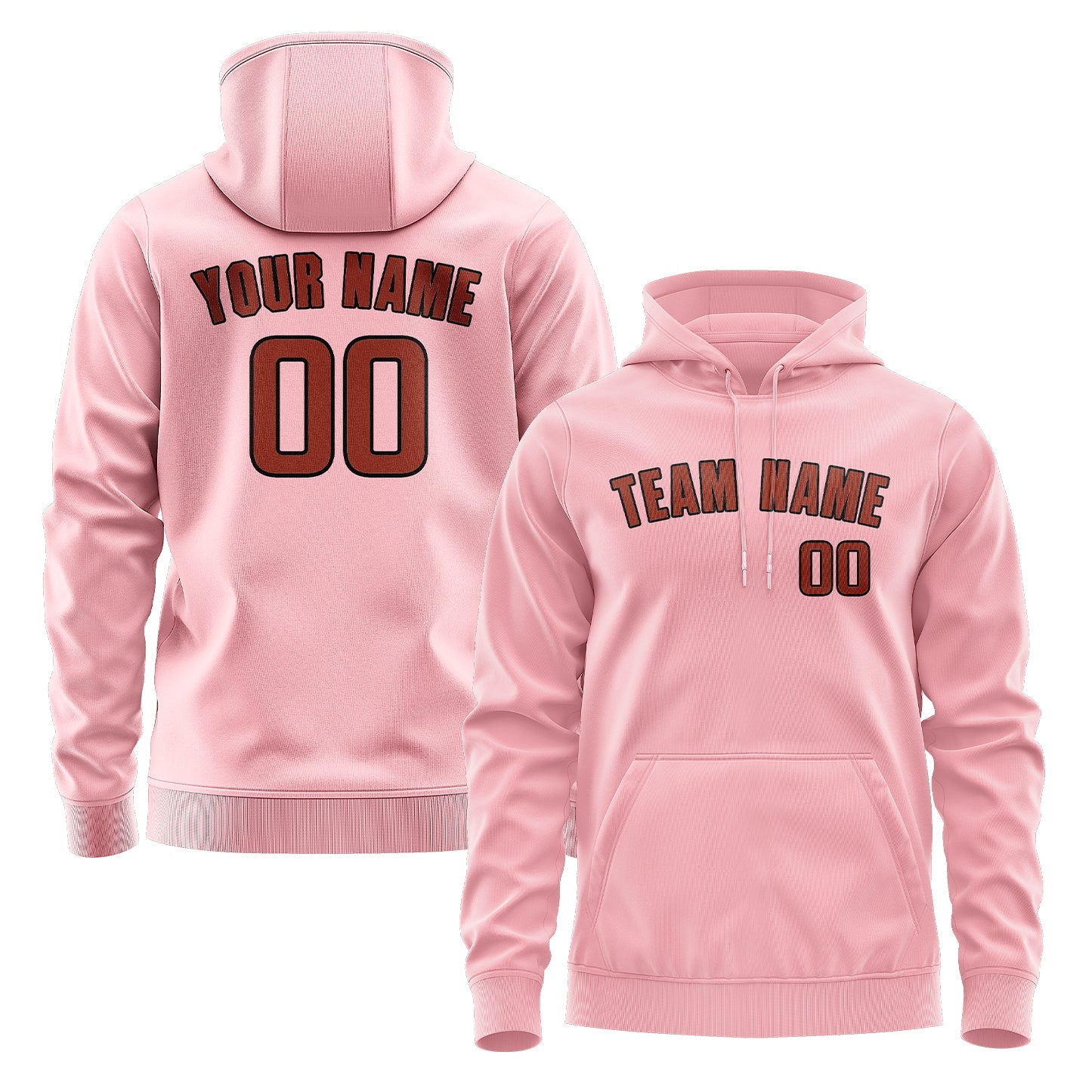 Custom Light Pink Coral Red Hoodie