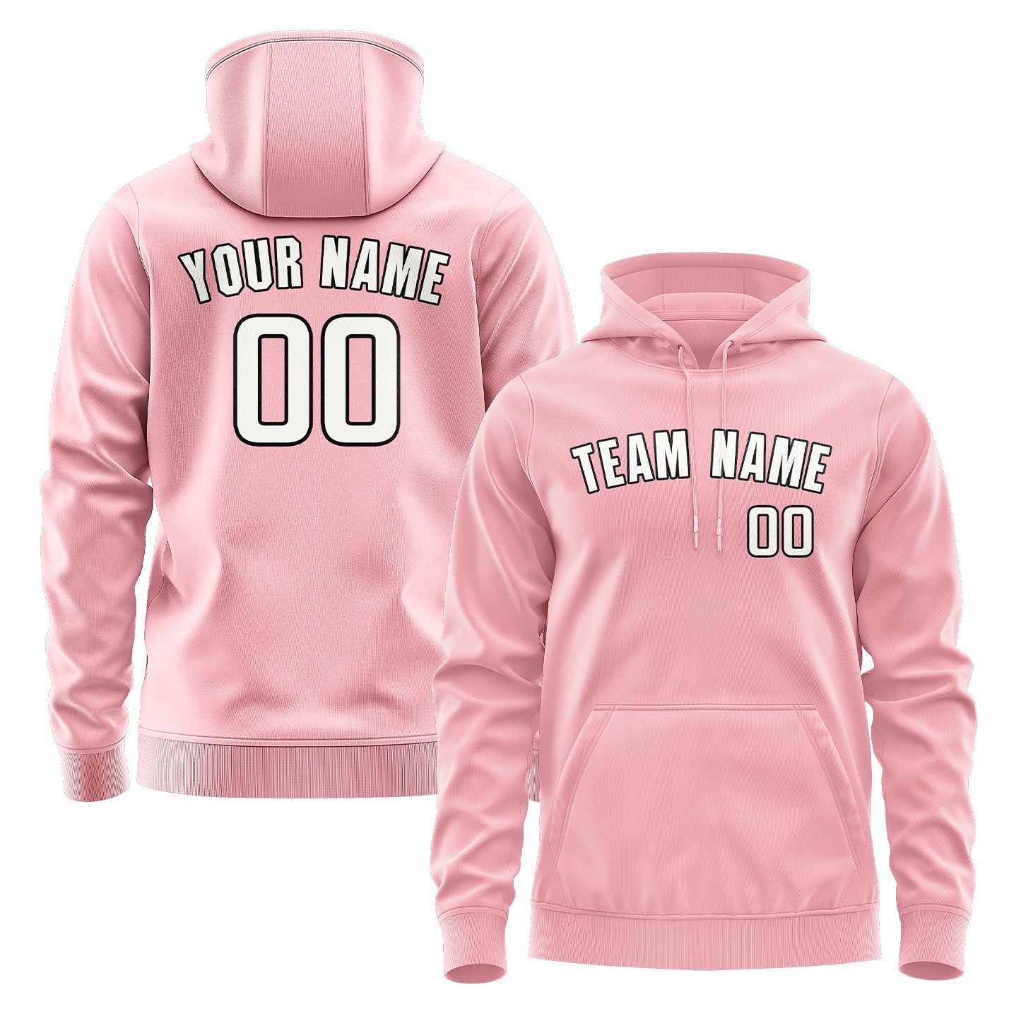Custom Light Pink White Hoodie
