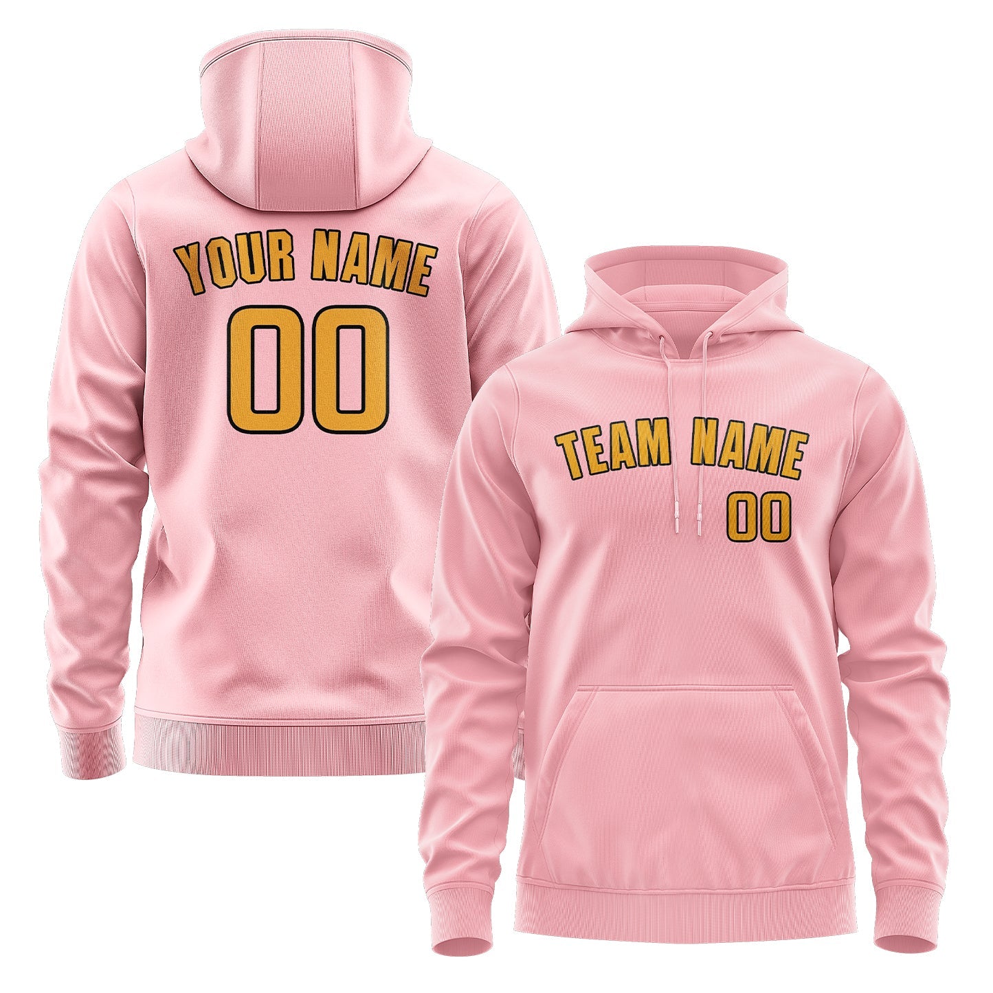 Custom Light Pink Yellow Hoodie