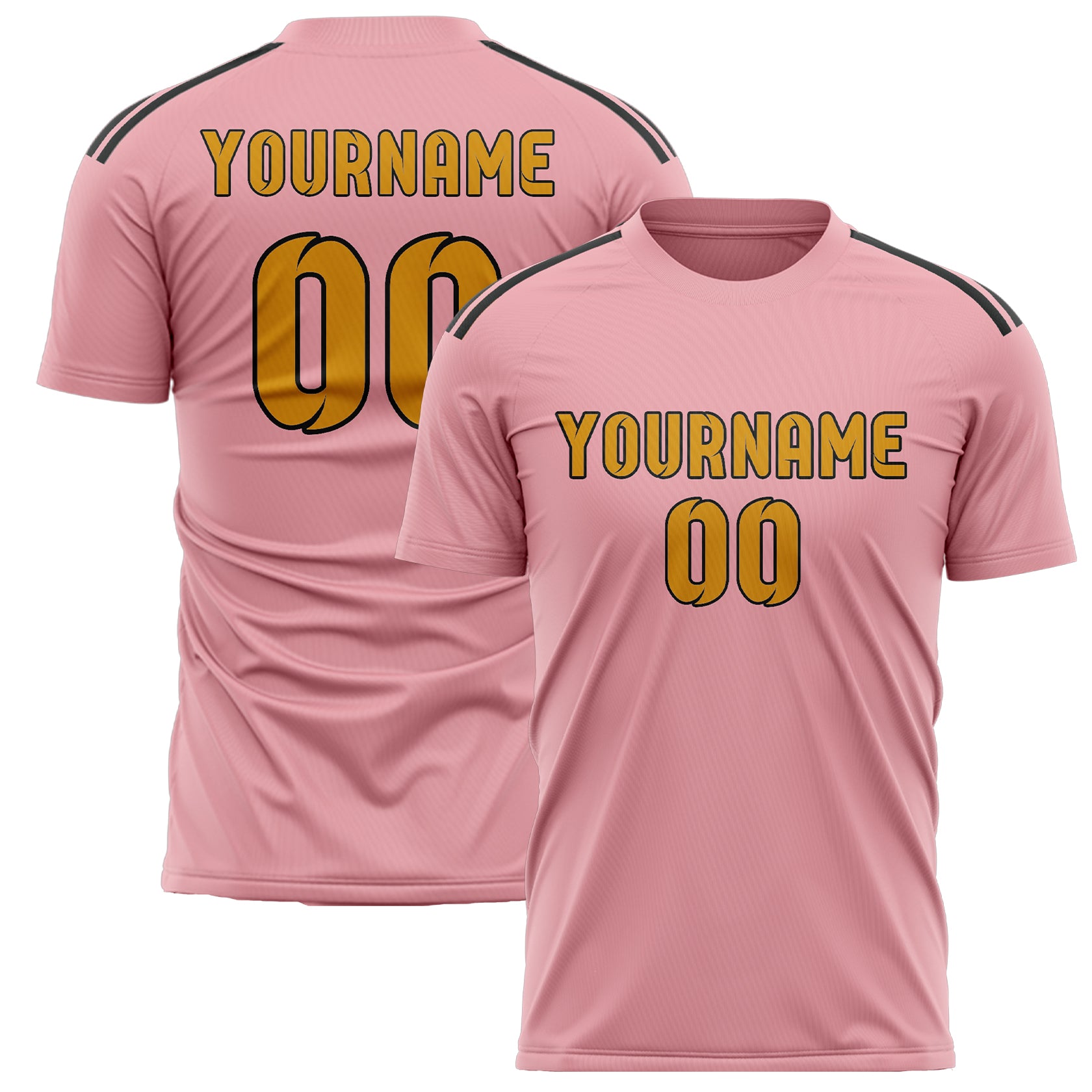 Custom Light Pink Yellow Soccer Jersey