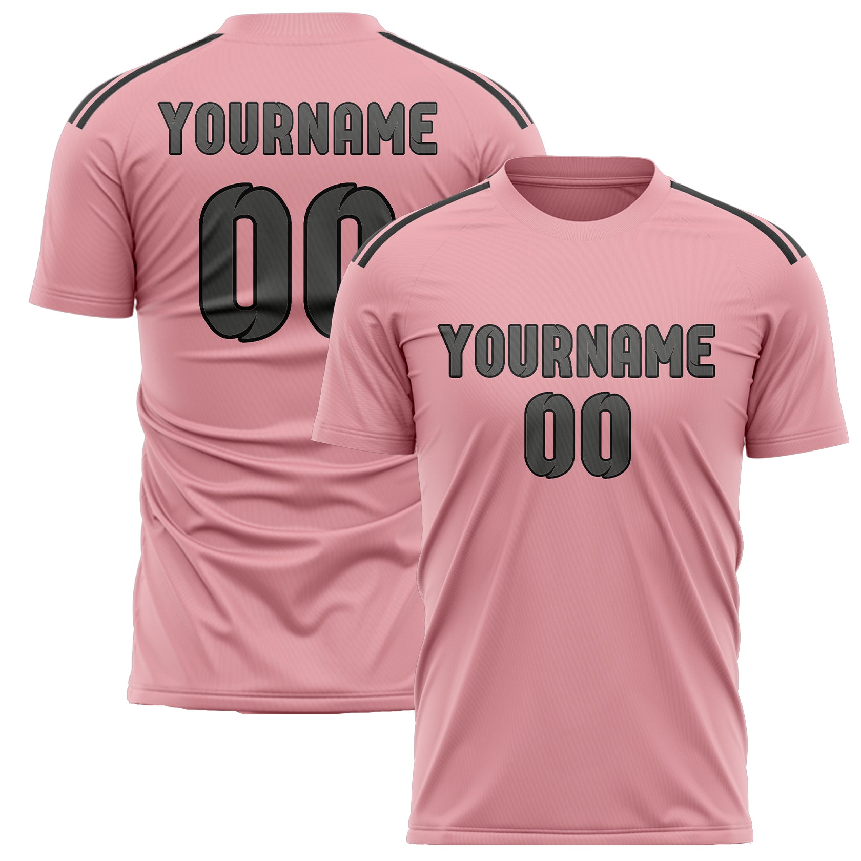 Custom Light Pink Dark Grey Soccer Jersey