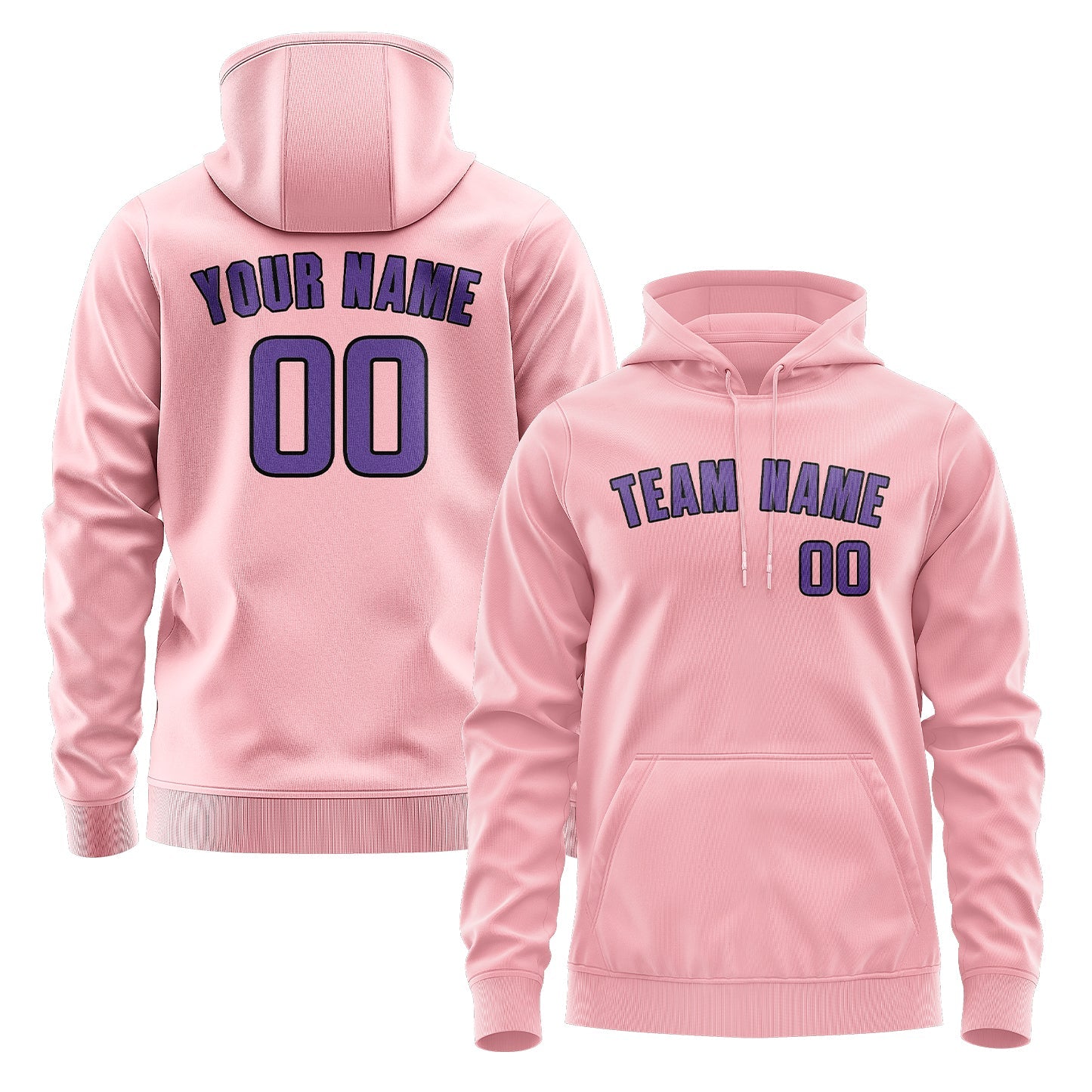 Custom Light Pink Light Purple Hoodie
