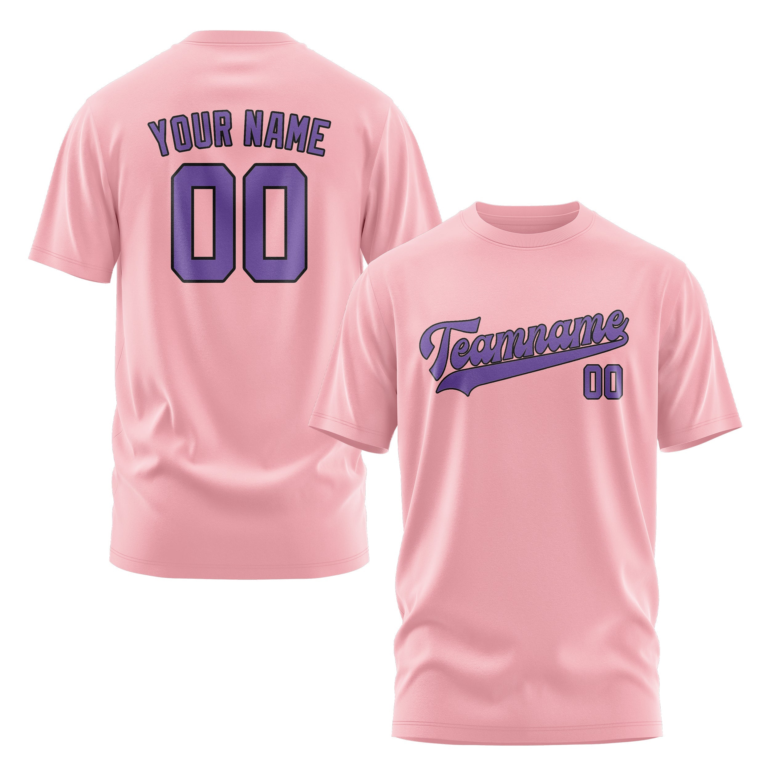 Custom Light Pink Light Purple T-Shirt