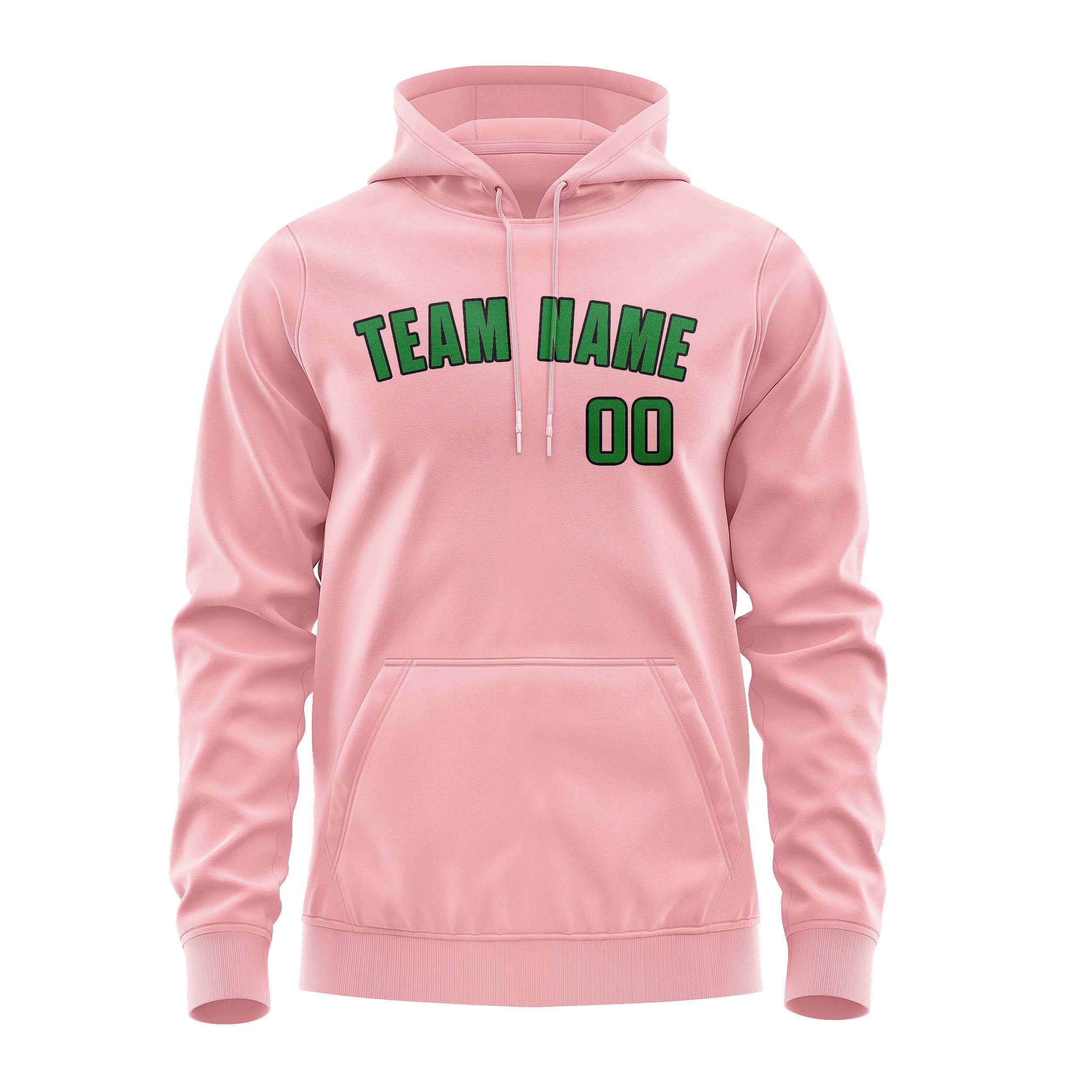 Custom Light Pink Emerald Green Hoodie