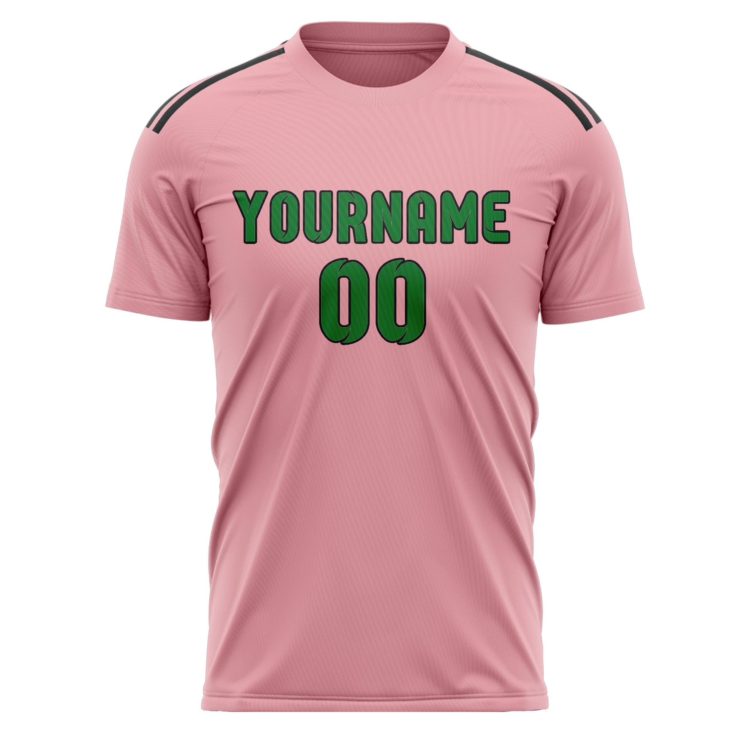 Custom Light Pink Emerald Green Soccer Jersey