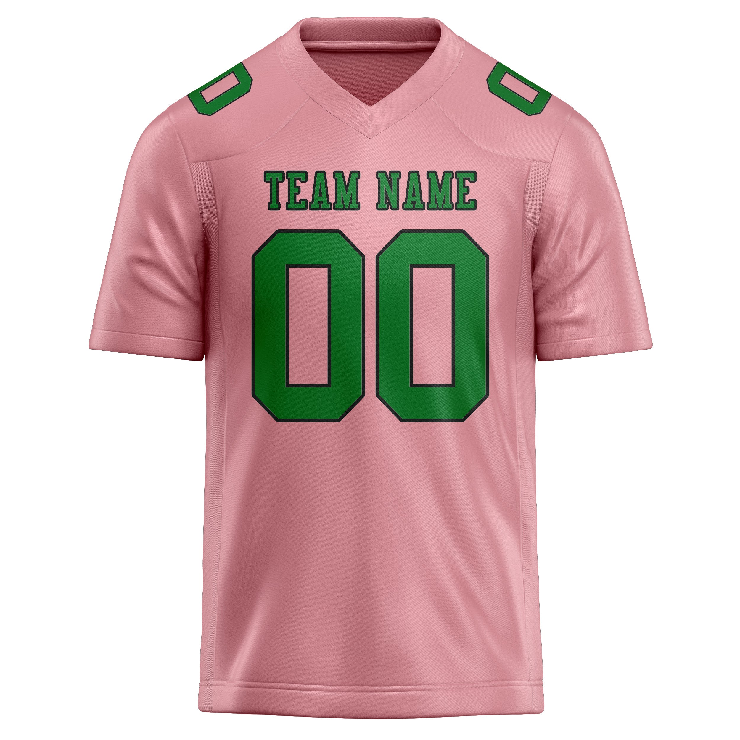 Custom Light Pink Emerald Green Football Jersey