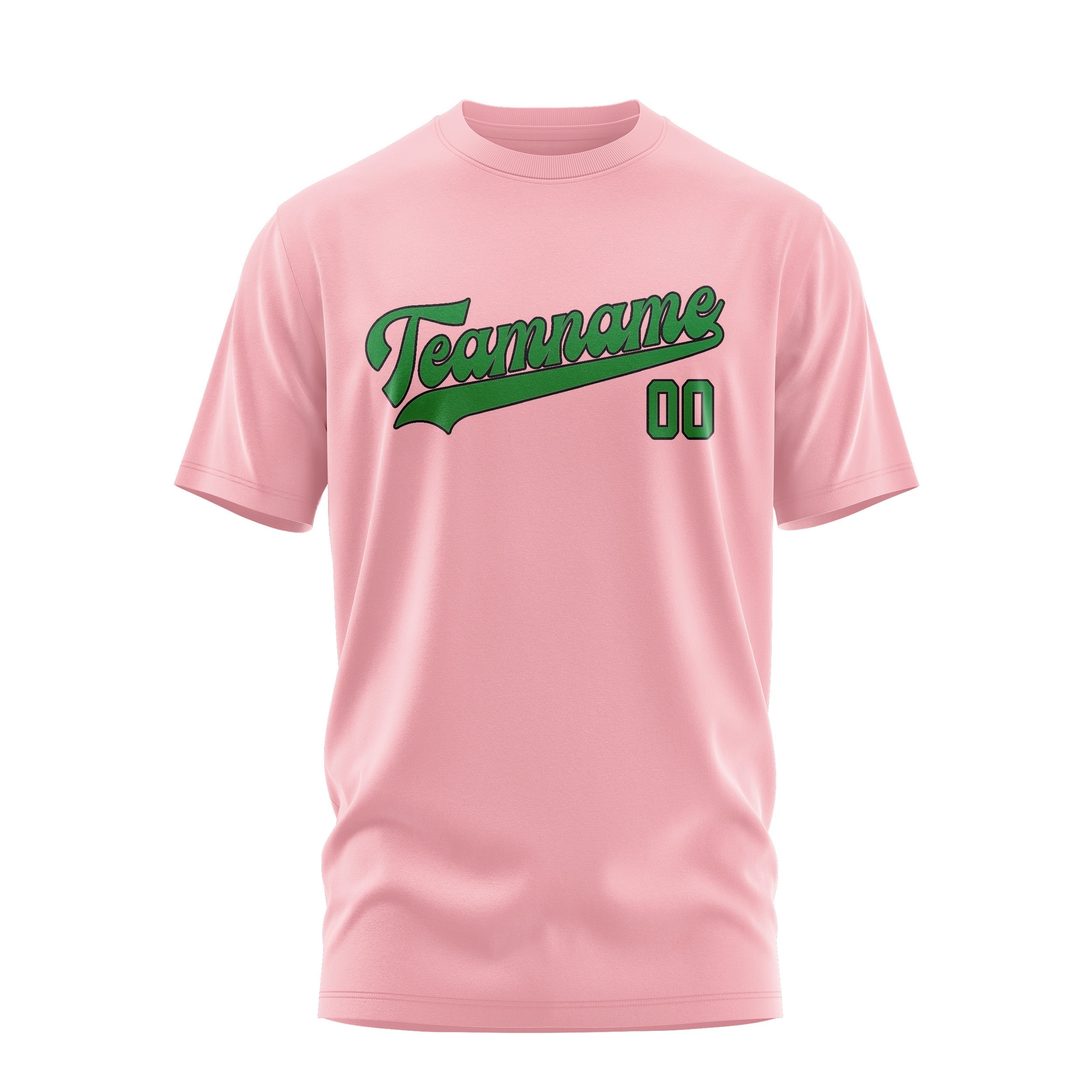 Custom Light Pink Emerald Green T-Shirt